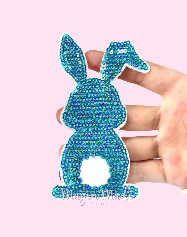 Bundle of 6 Easter Bunny Sequins Iron On Patch