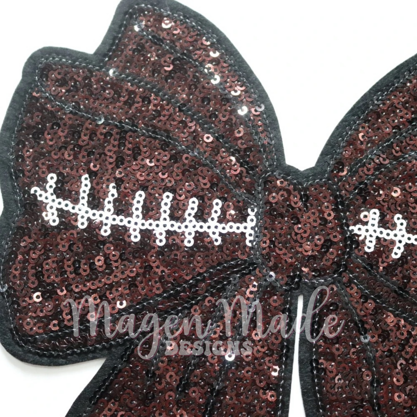 Coquette Football Bow Iron On Sequin Patch