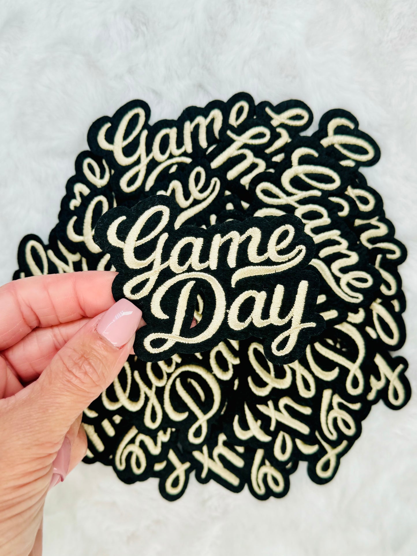Ivory game day embroidered patch