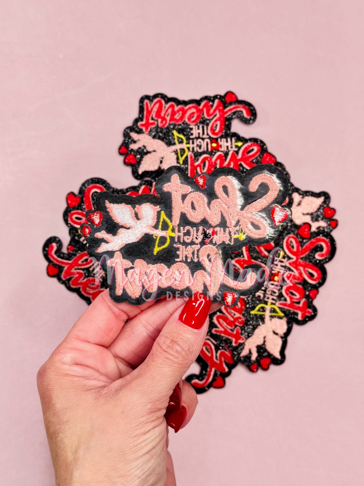 Shot Through The Heart Glitter and Embroidered Iron On Patch