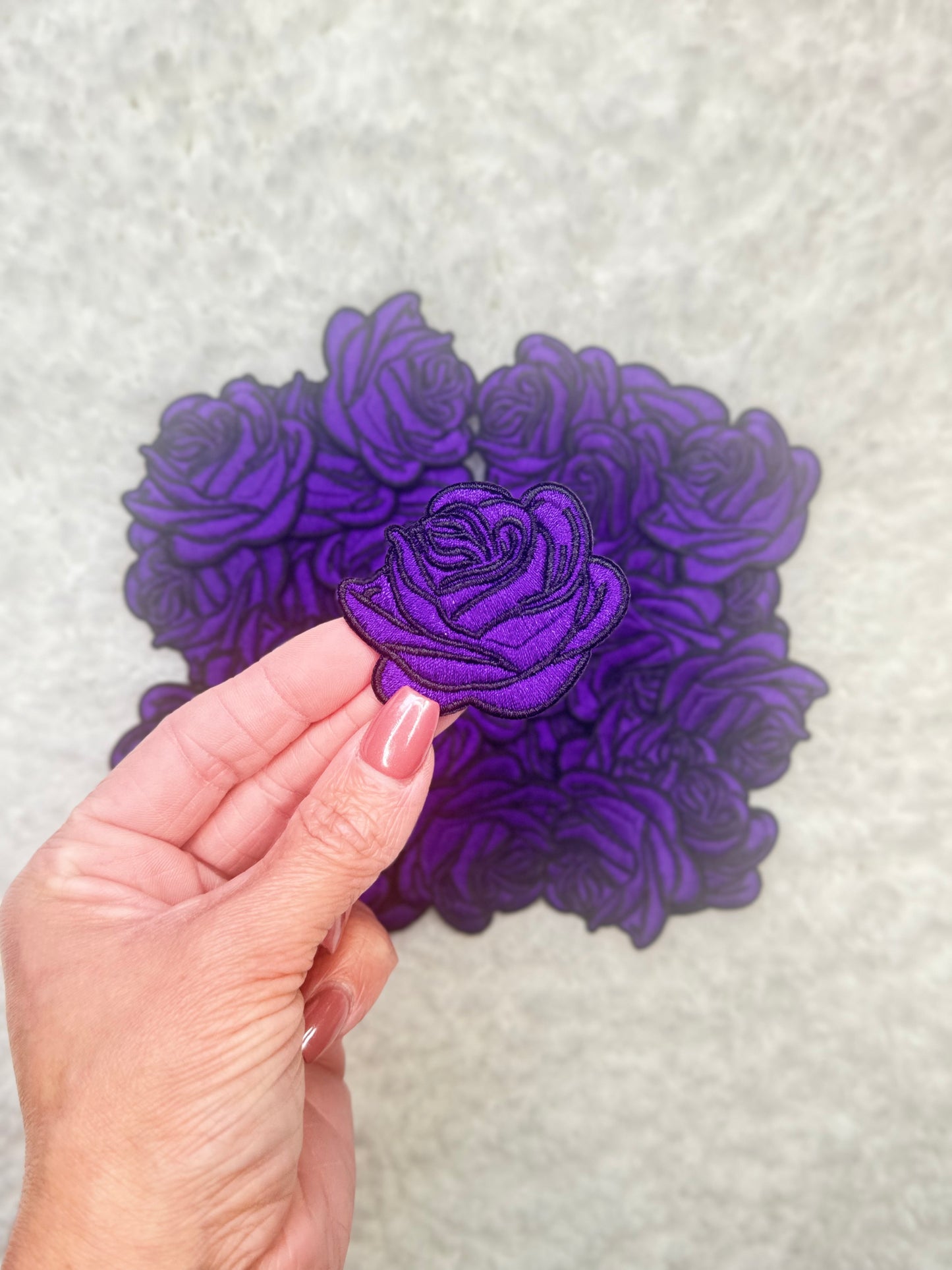 Purple Rose Embroidered Patch