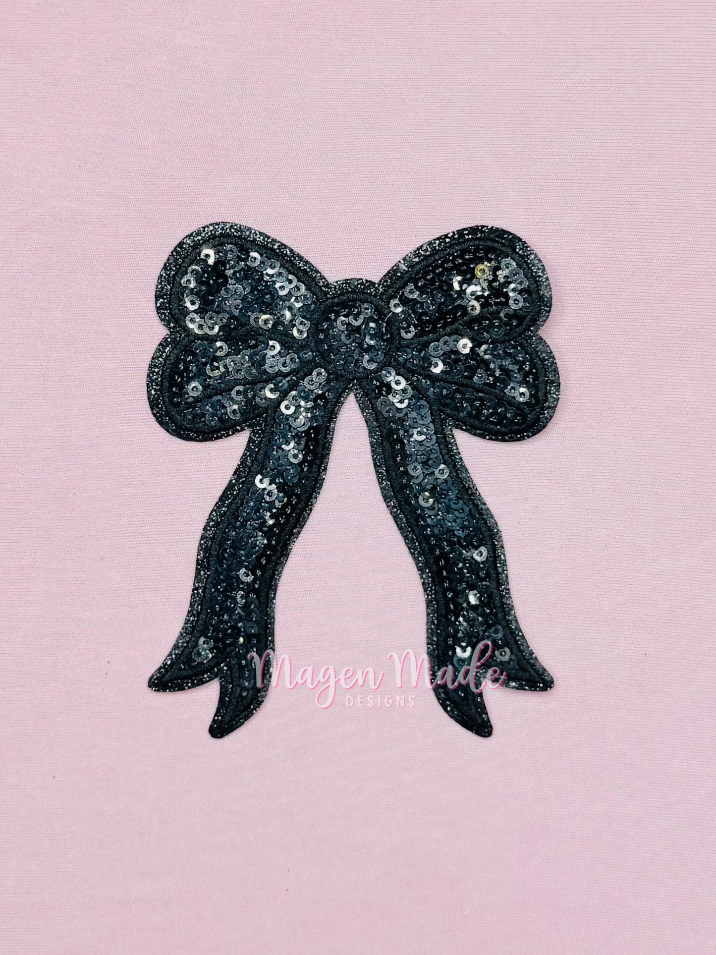 Side Piece Bow Sequins Iron On Patch