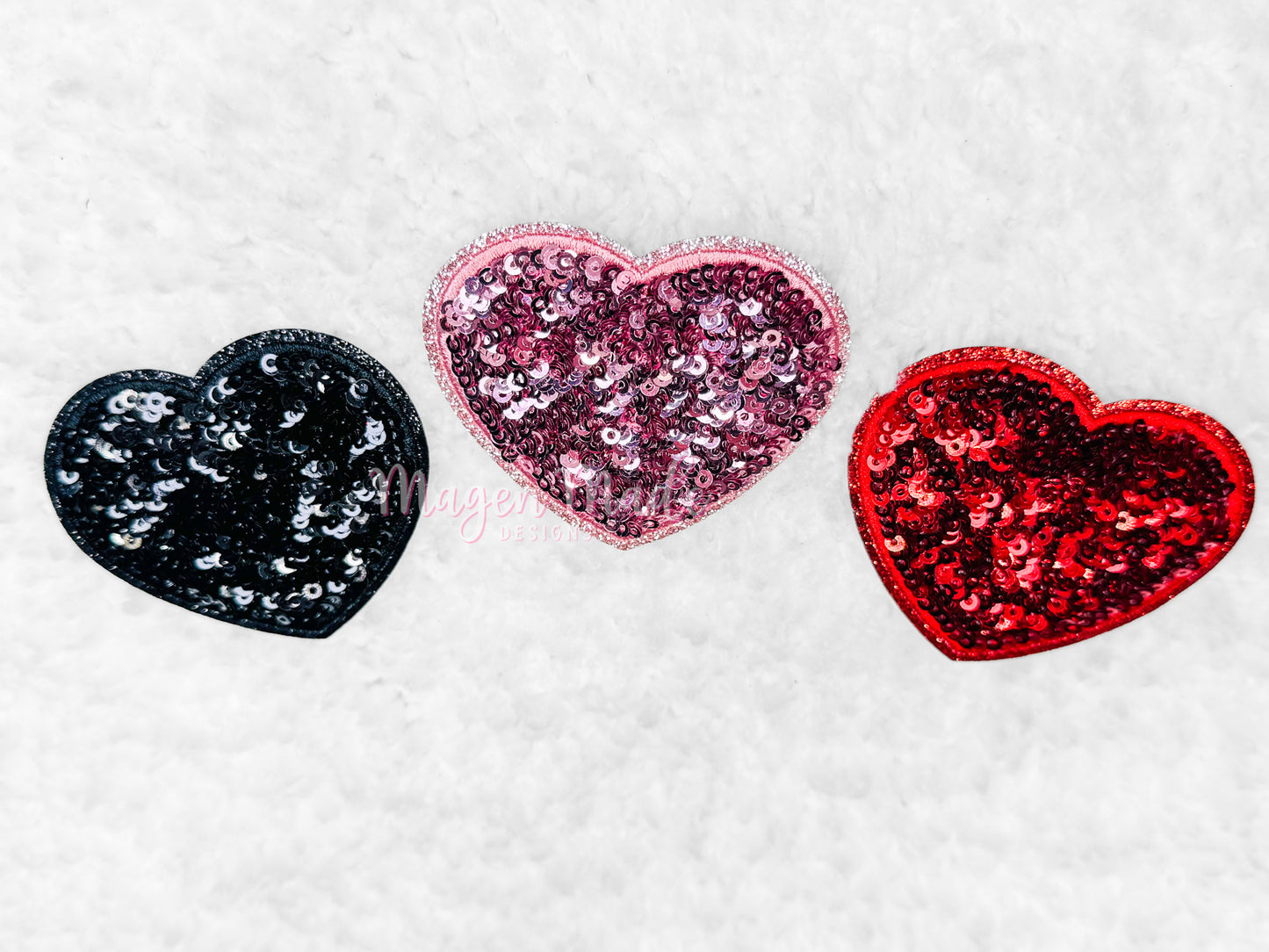 Heart- Small Iron On Glitter and Sequins Patch