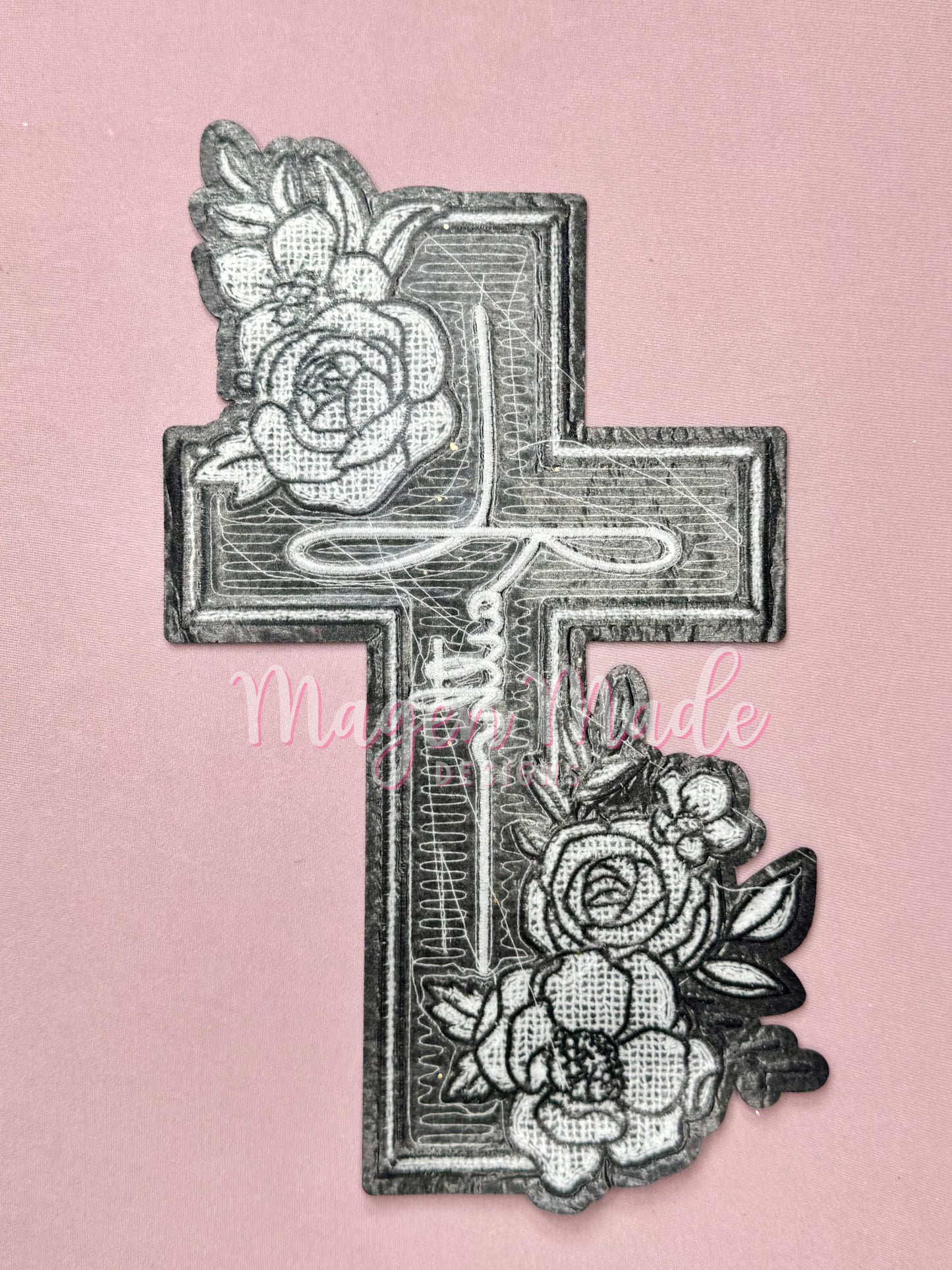 Faith Cross Chenille and Sequins Patch