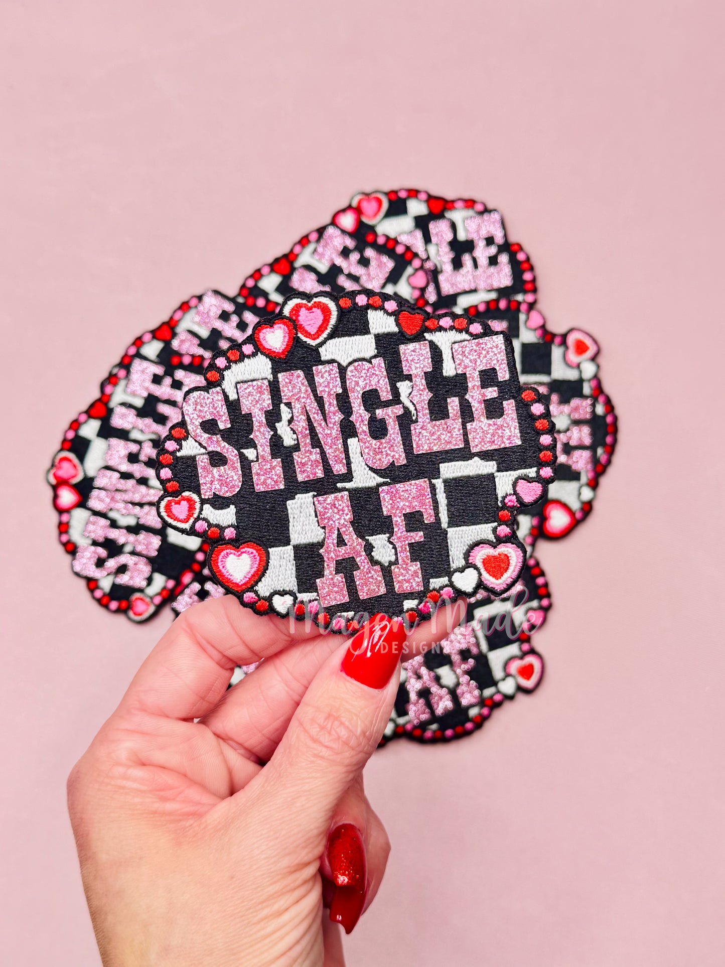 Single AF Glitter Embroidered Iron On Patch