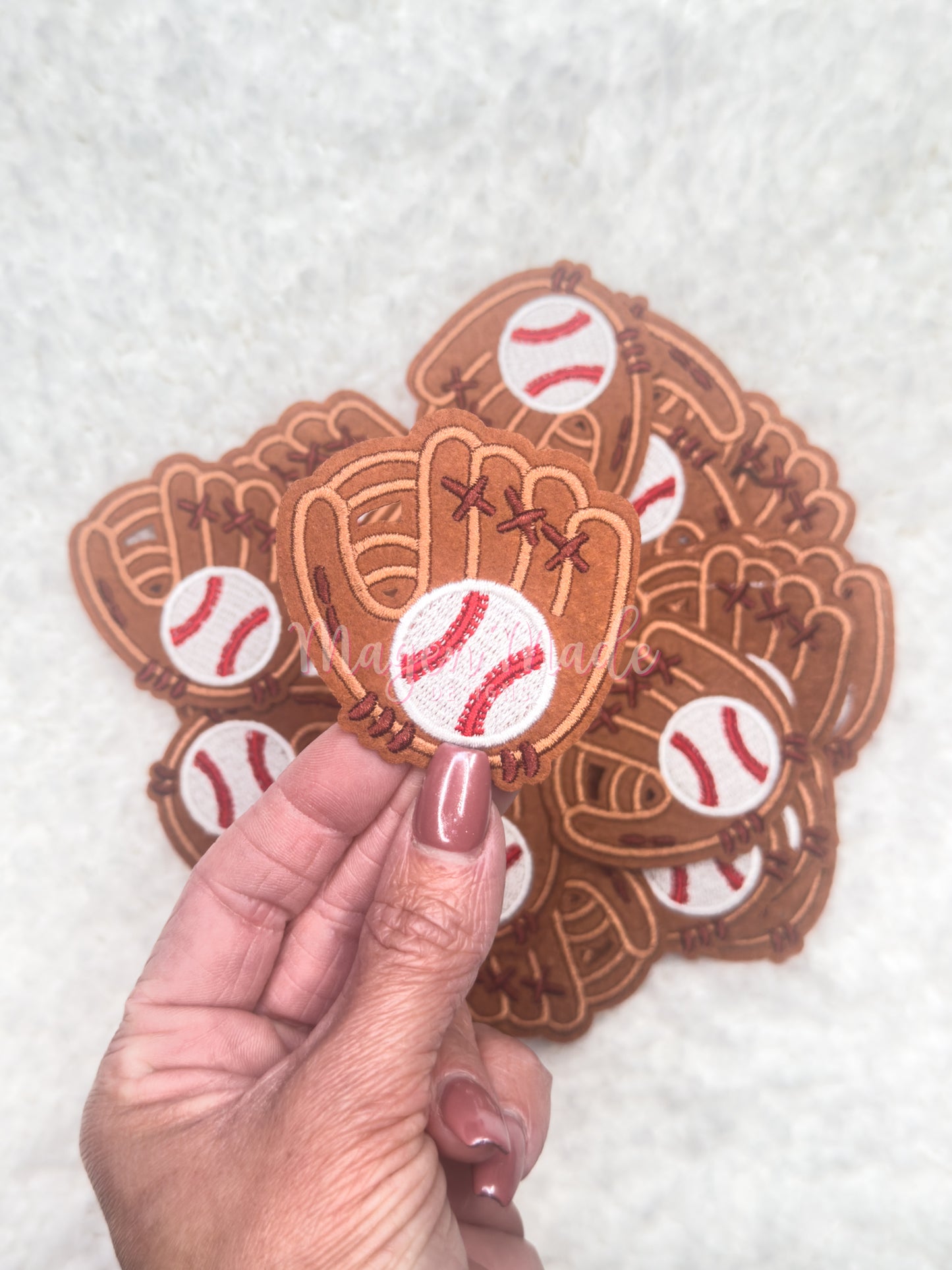 Baseball In Glove Iron On Embroidered Patch