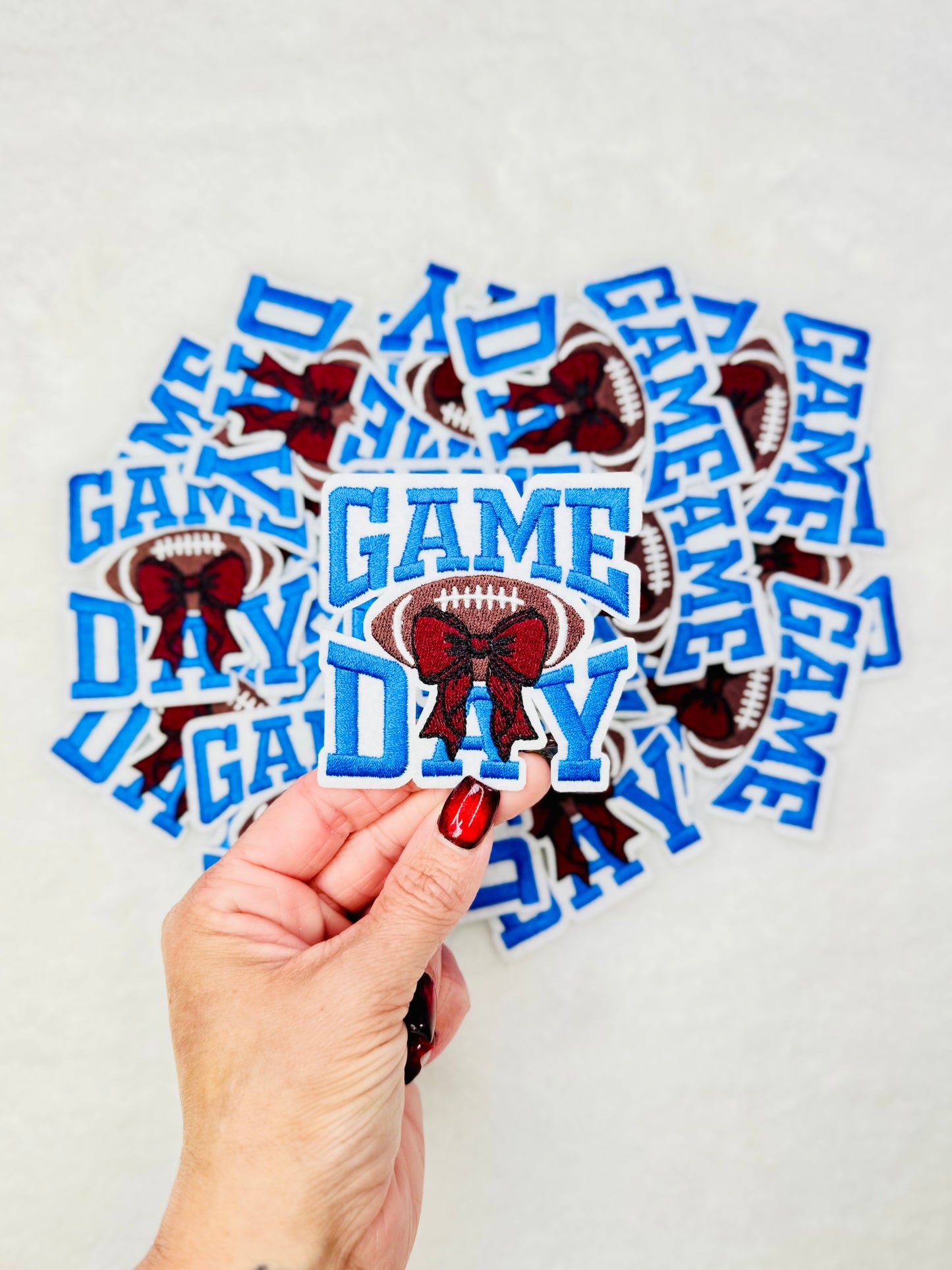Blue Coquette Football Game Day Embroidered Patch
