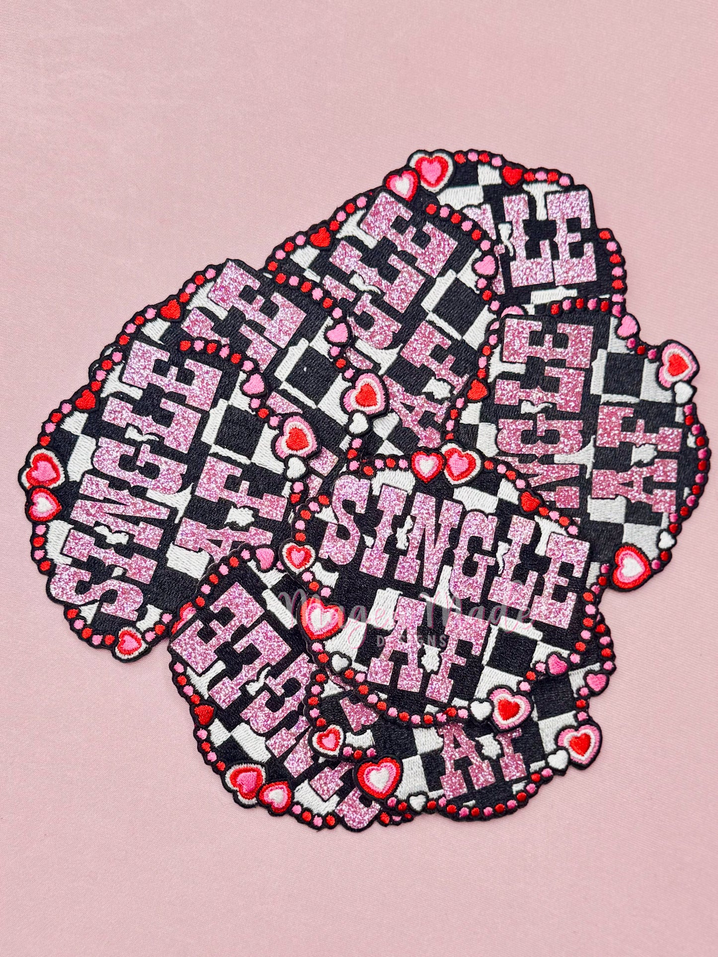 Single AF Glitter Embroidered Iron On Patch