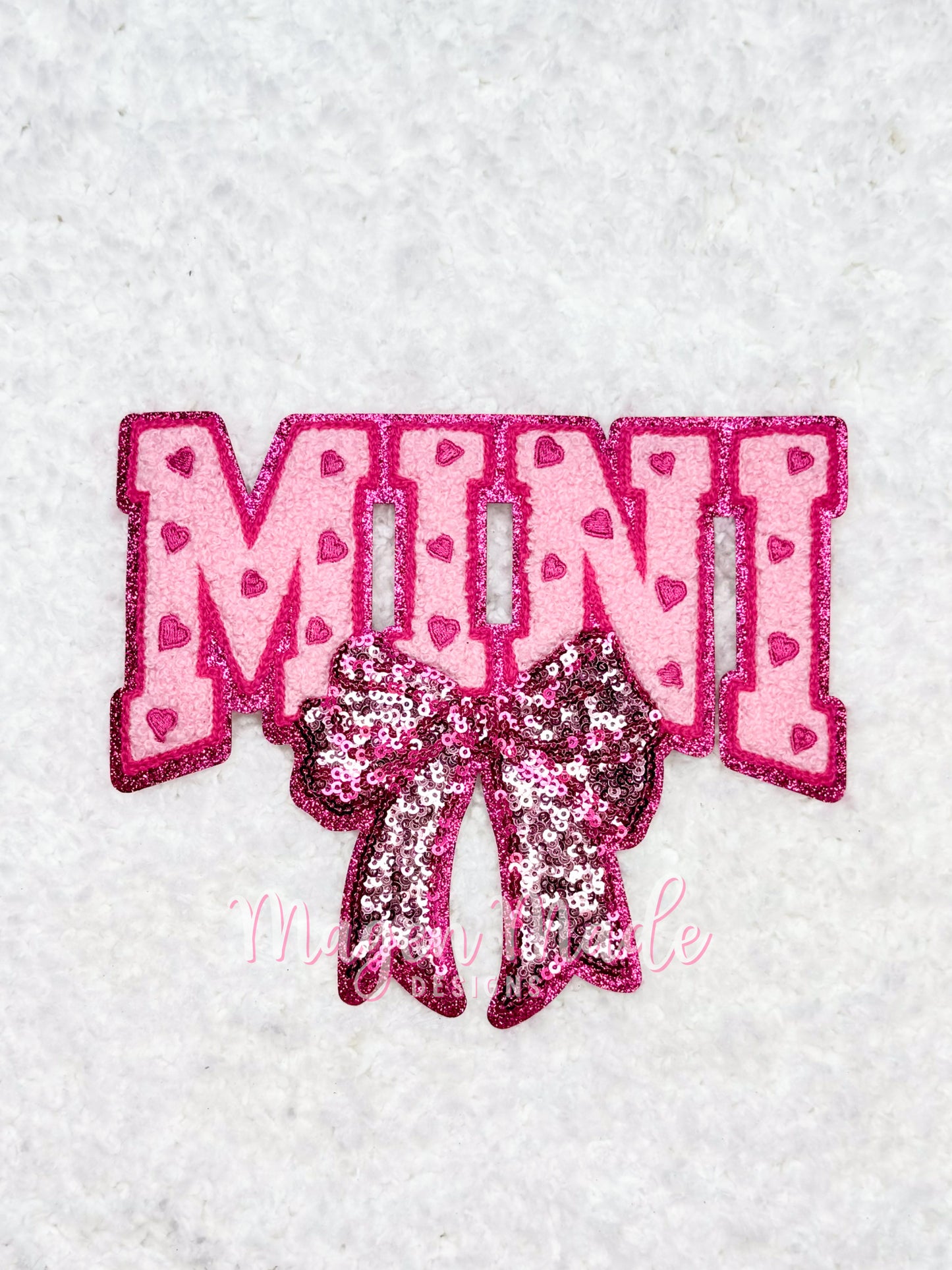 Pink Mini With Bow Chenille & Sequins Patch