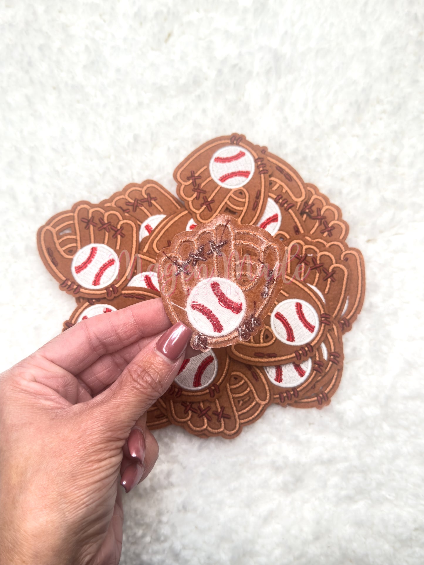 Baseball In Glove Iron On Embroidered Patch