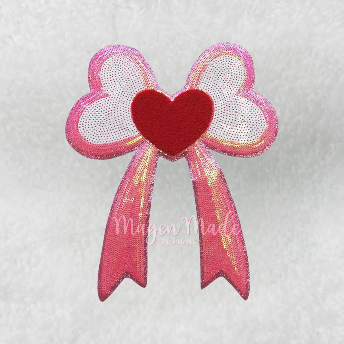 Bow With Hearts Sequins Patch