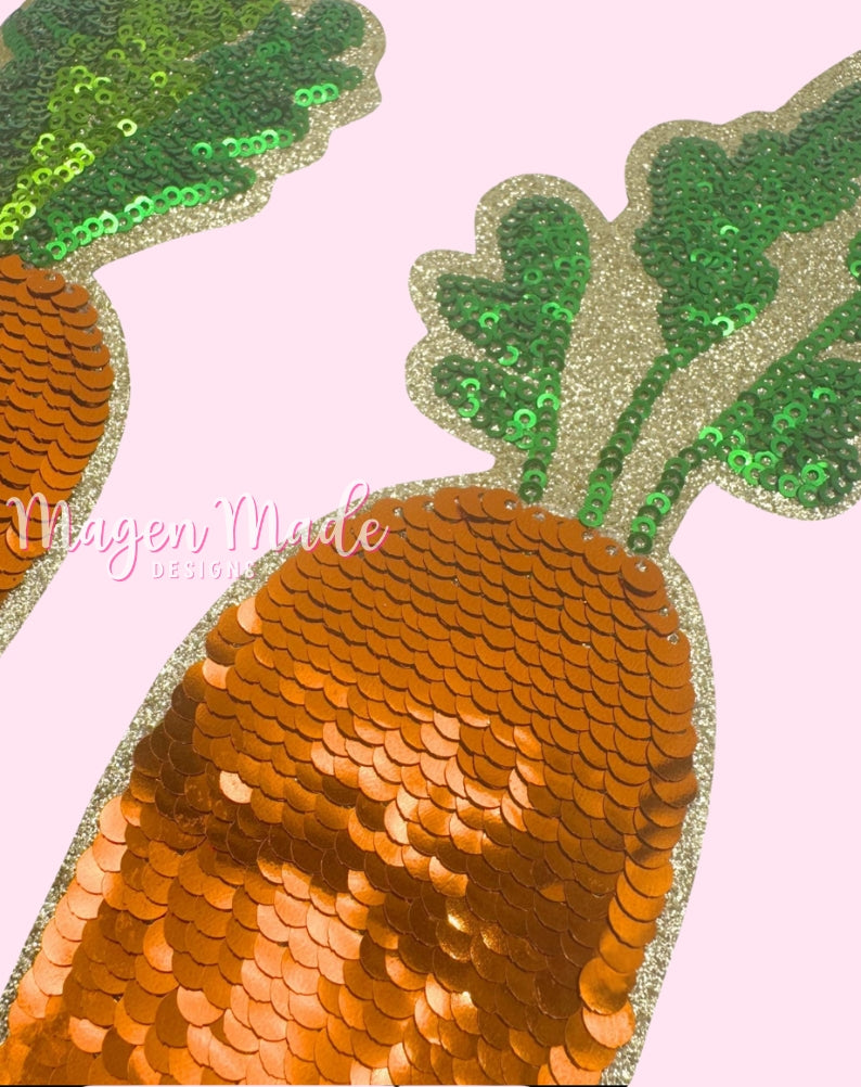 Easter Carrots Glitter & Sequins Iron On Patch