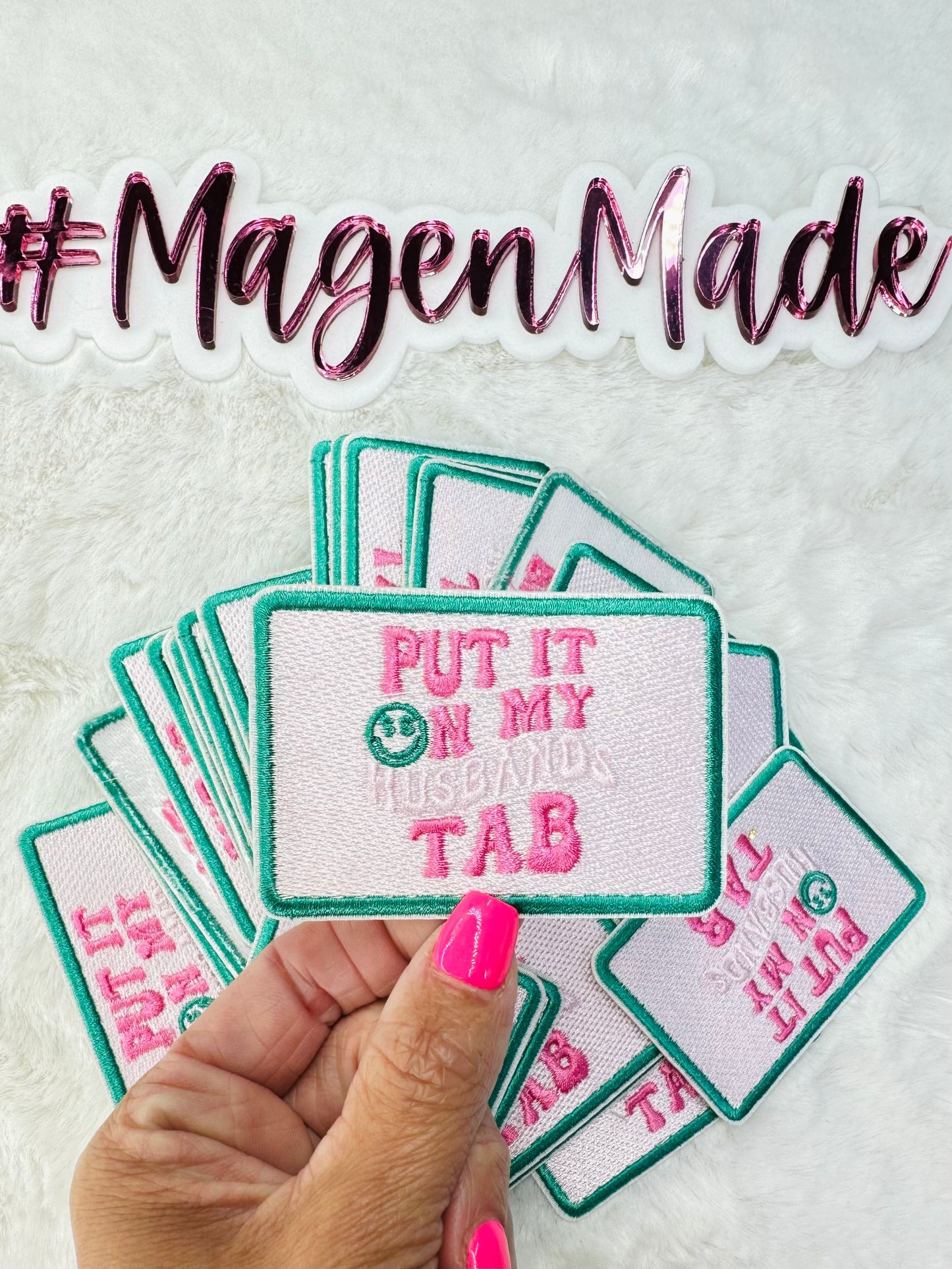 Put it on my husband’s tab embroidered patch
