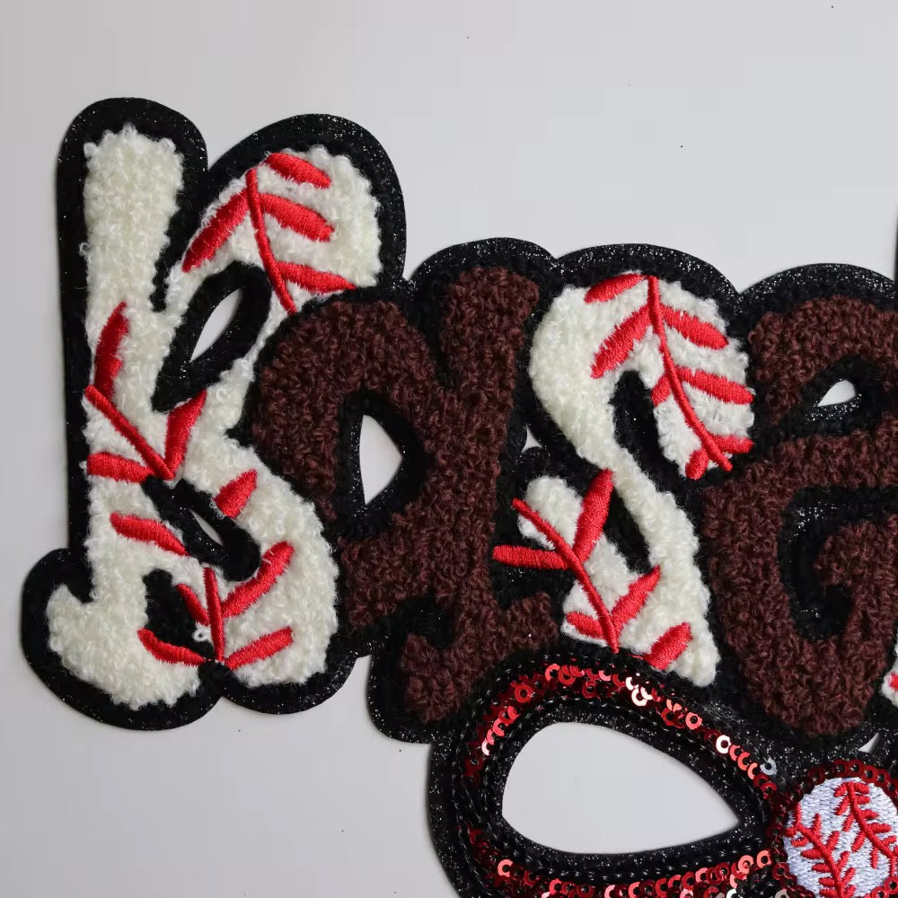 Coquette Baseball Chenille and Sequins Patch