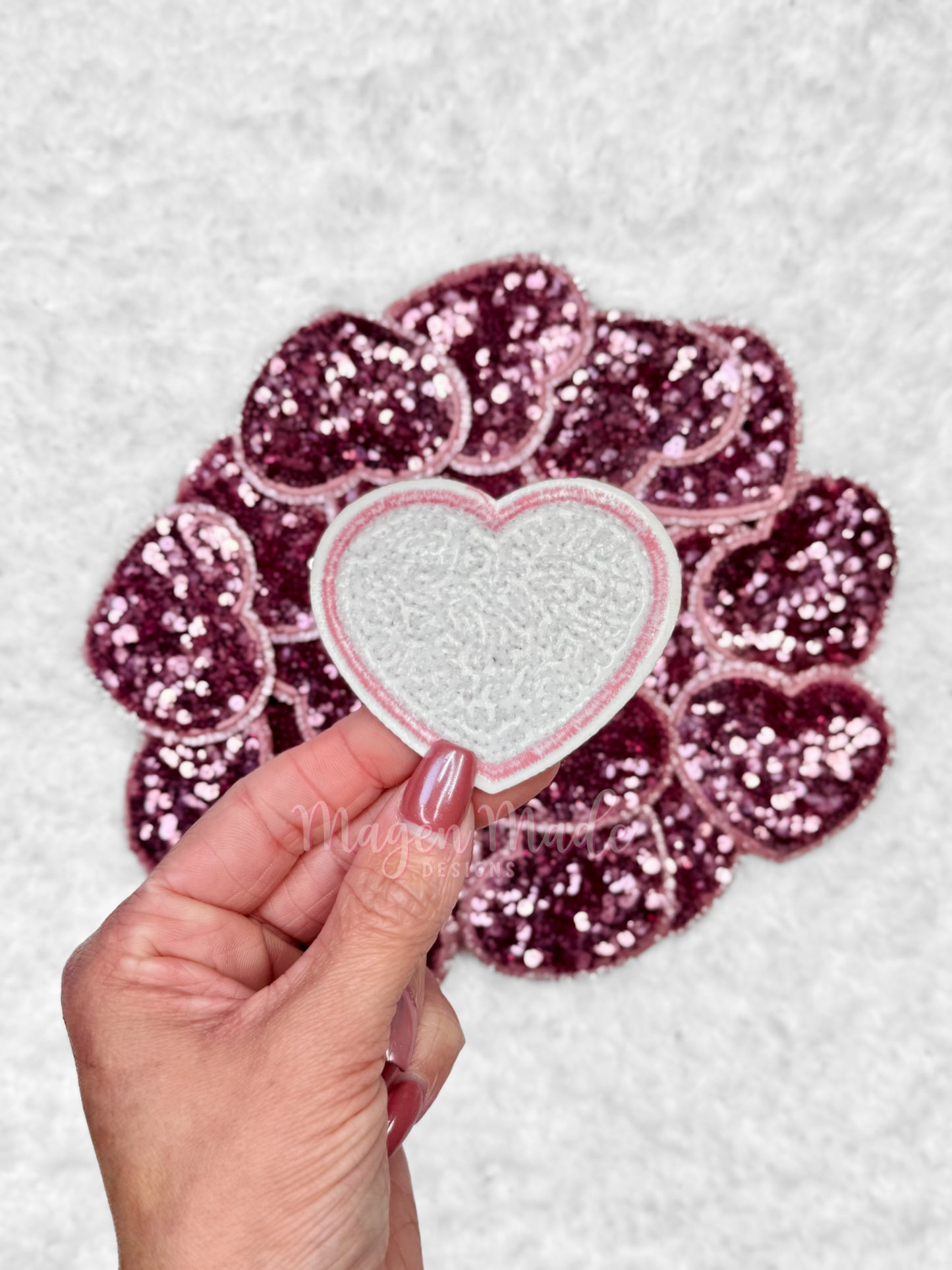 Heart- Small Iron On Glitter and Sequins Patch