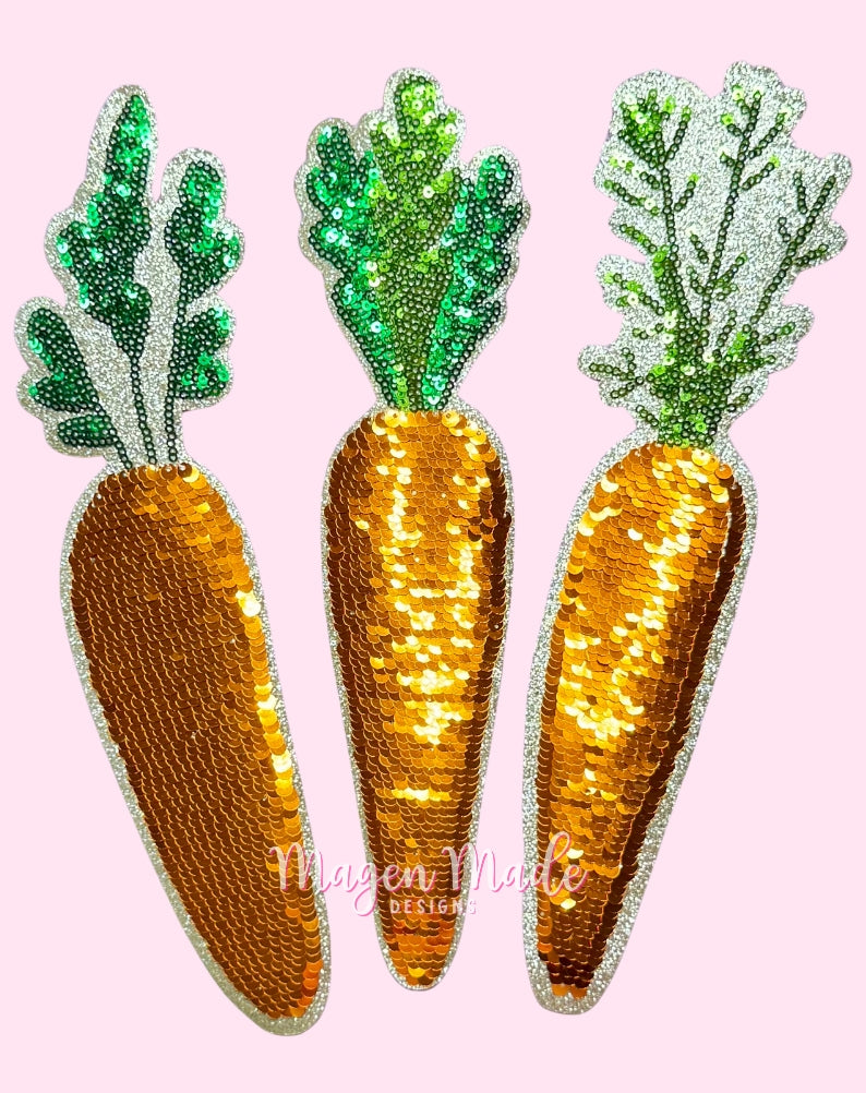 Easter Carrots Glitter & Sequins Iron On Patch