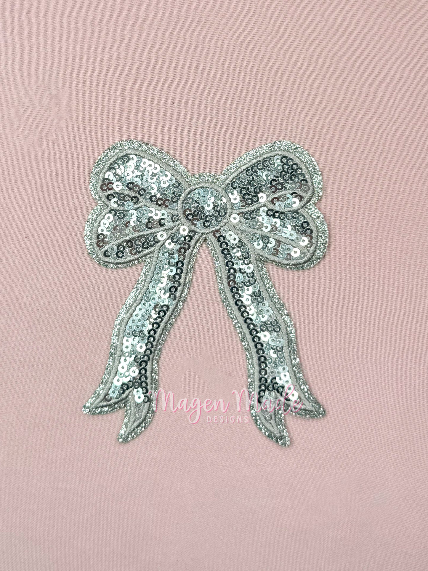 Side Piece Bow Sequins Iron On Patch
