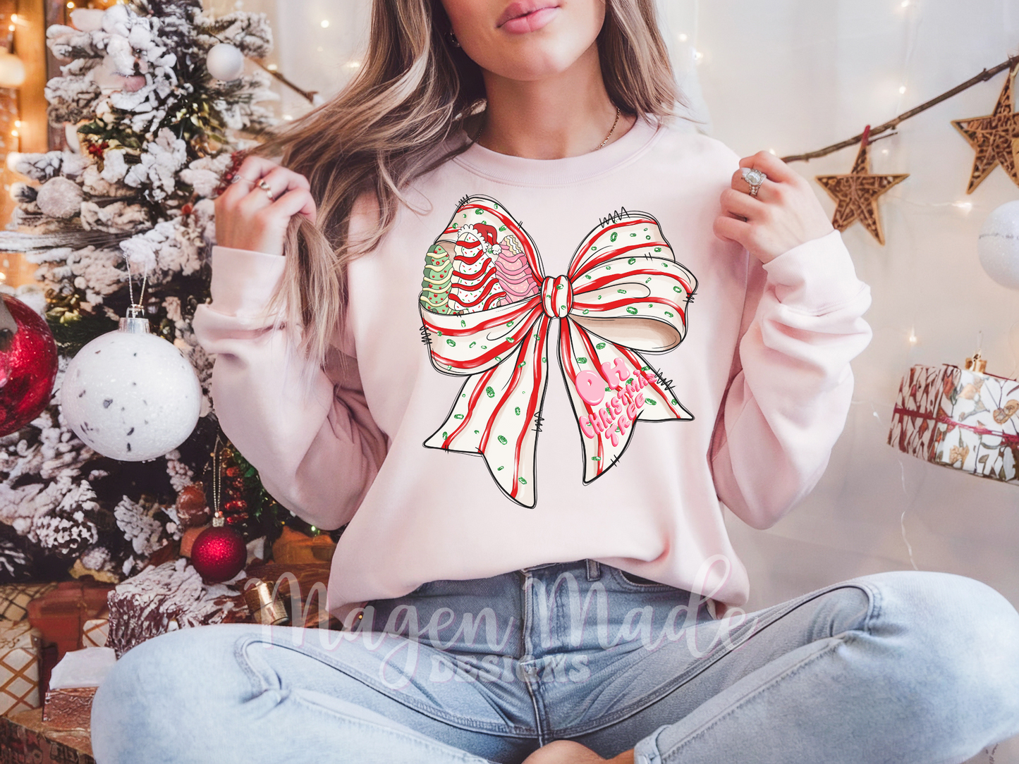 Oh Christmas Tree Coquette Bow Screen Print Transfer