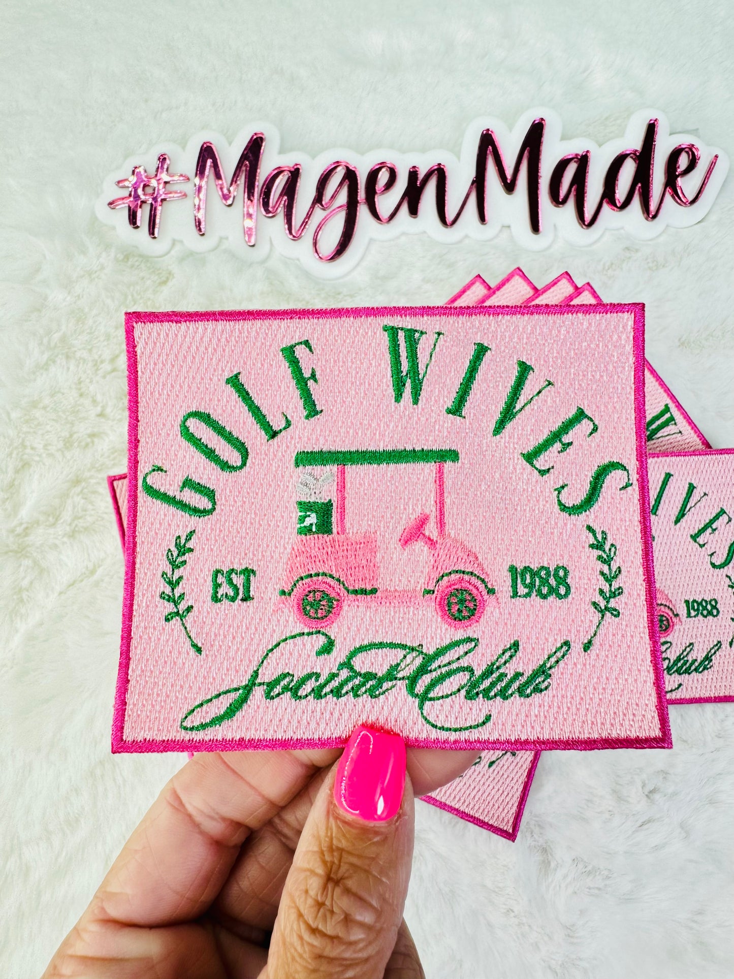 God is Good pink embroidered patch