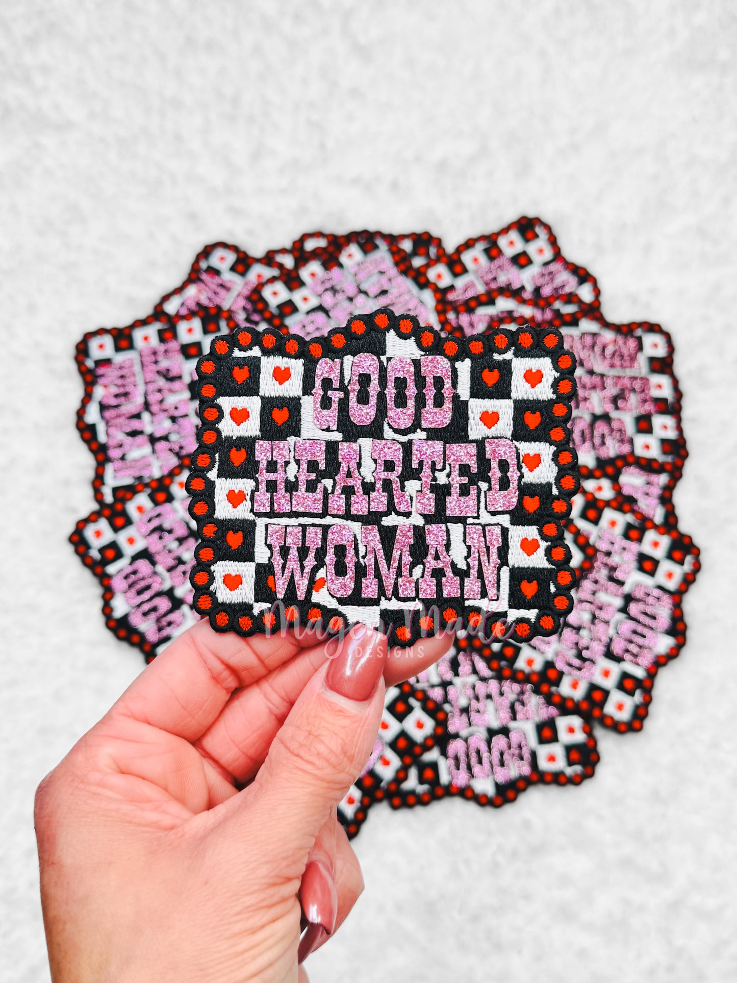 Good Hearted Woman Glitter Embroidered Iron On Patch