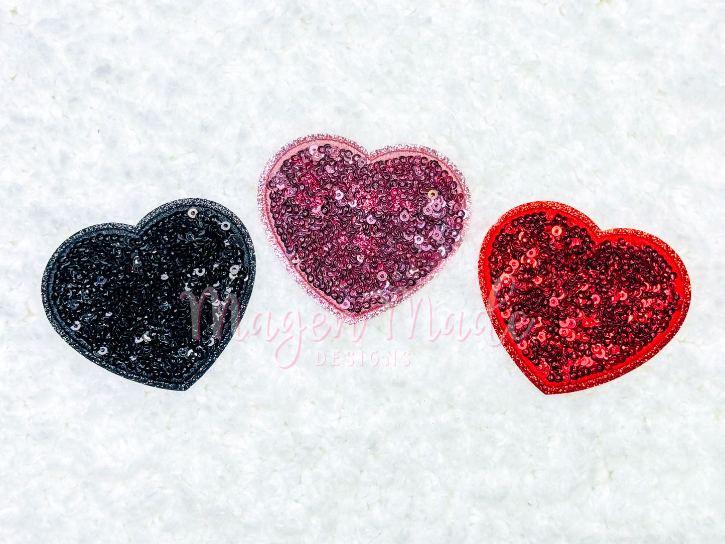 Heart- Small Iron On Glitter and Sequins Patch