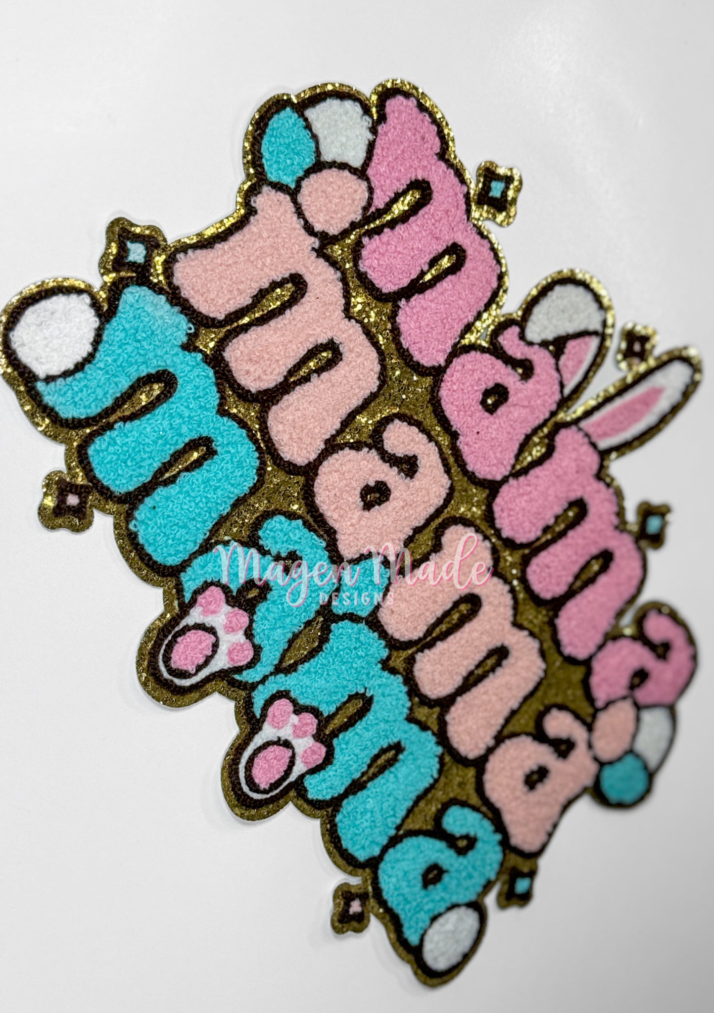 Mama Bunny Chenille & Glitter Patch Patch