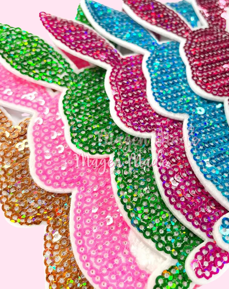 Bundle of 6 Easter Bunny Sequins Iron On Patch