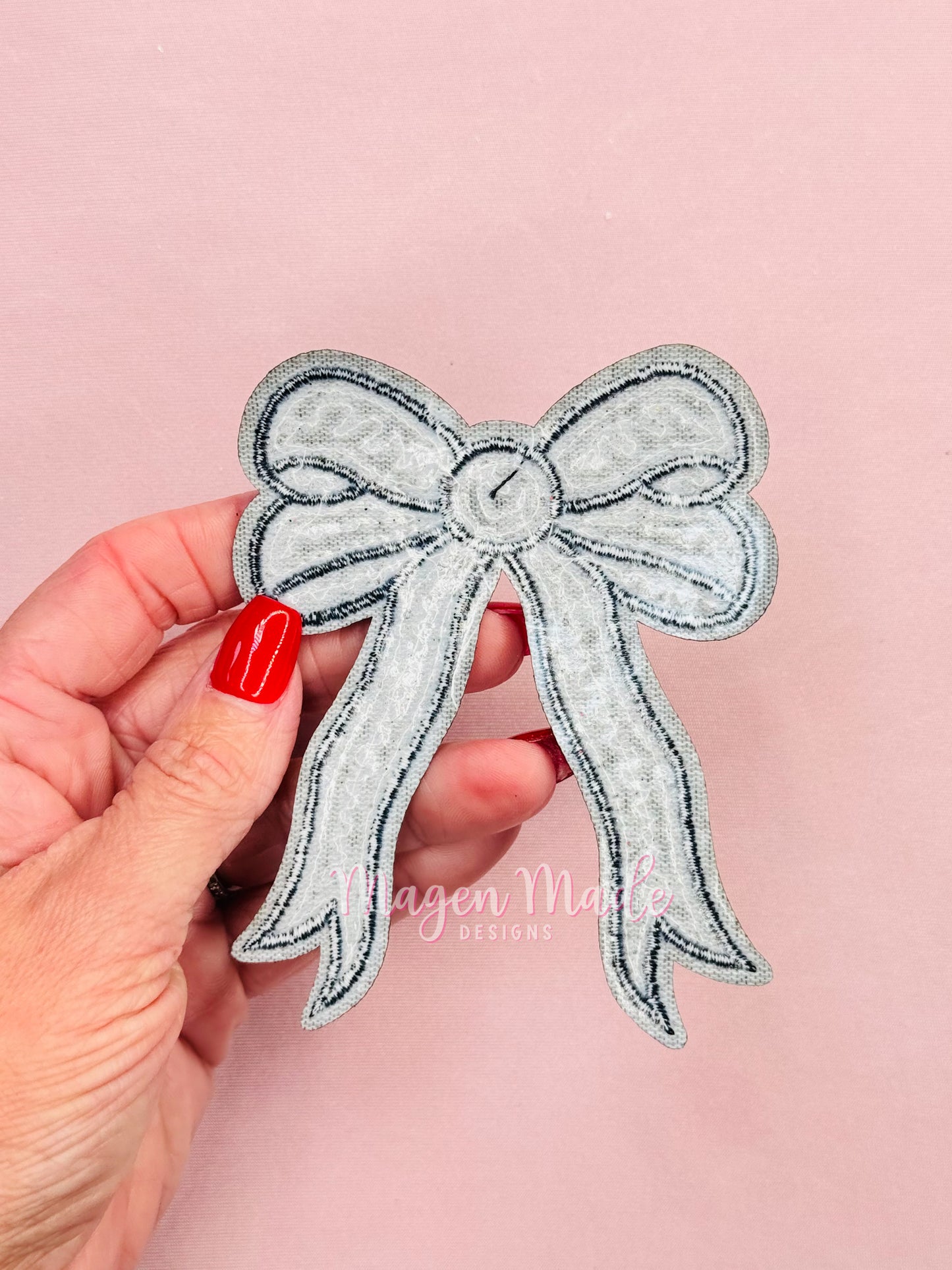 Side Piece Bow Sequins Iron On Patch