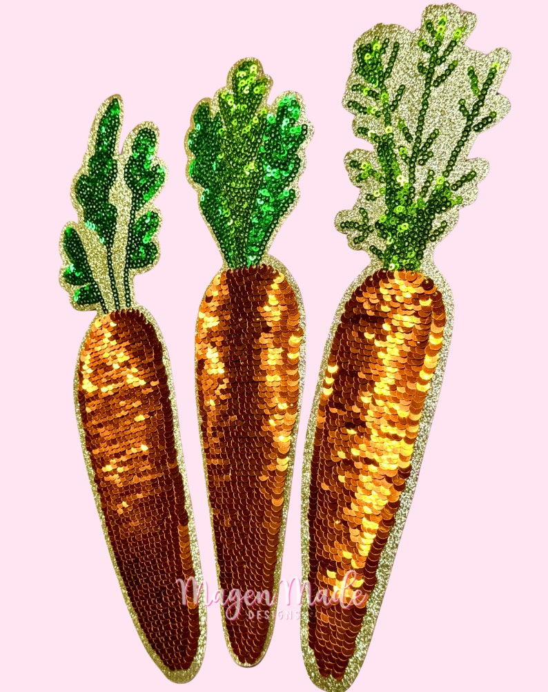 Easter Carrots Glitter & Sequins Iron On Patch
