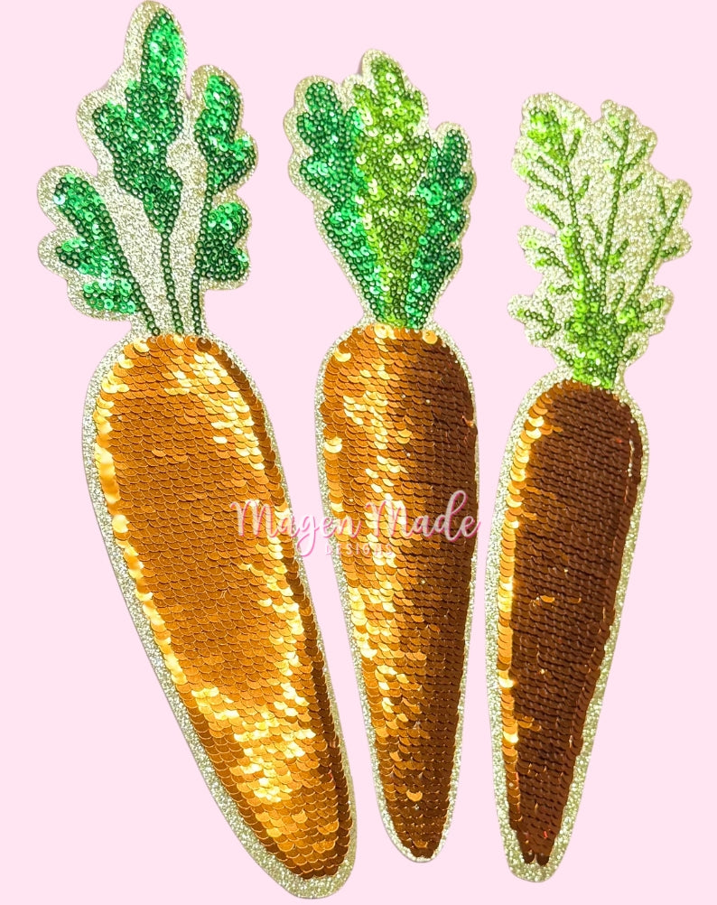 Easter Carrots Glitter & Sequins Iron On Patch