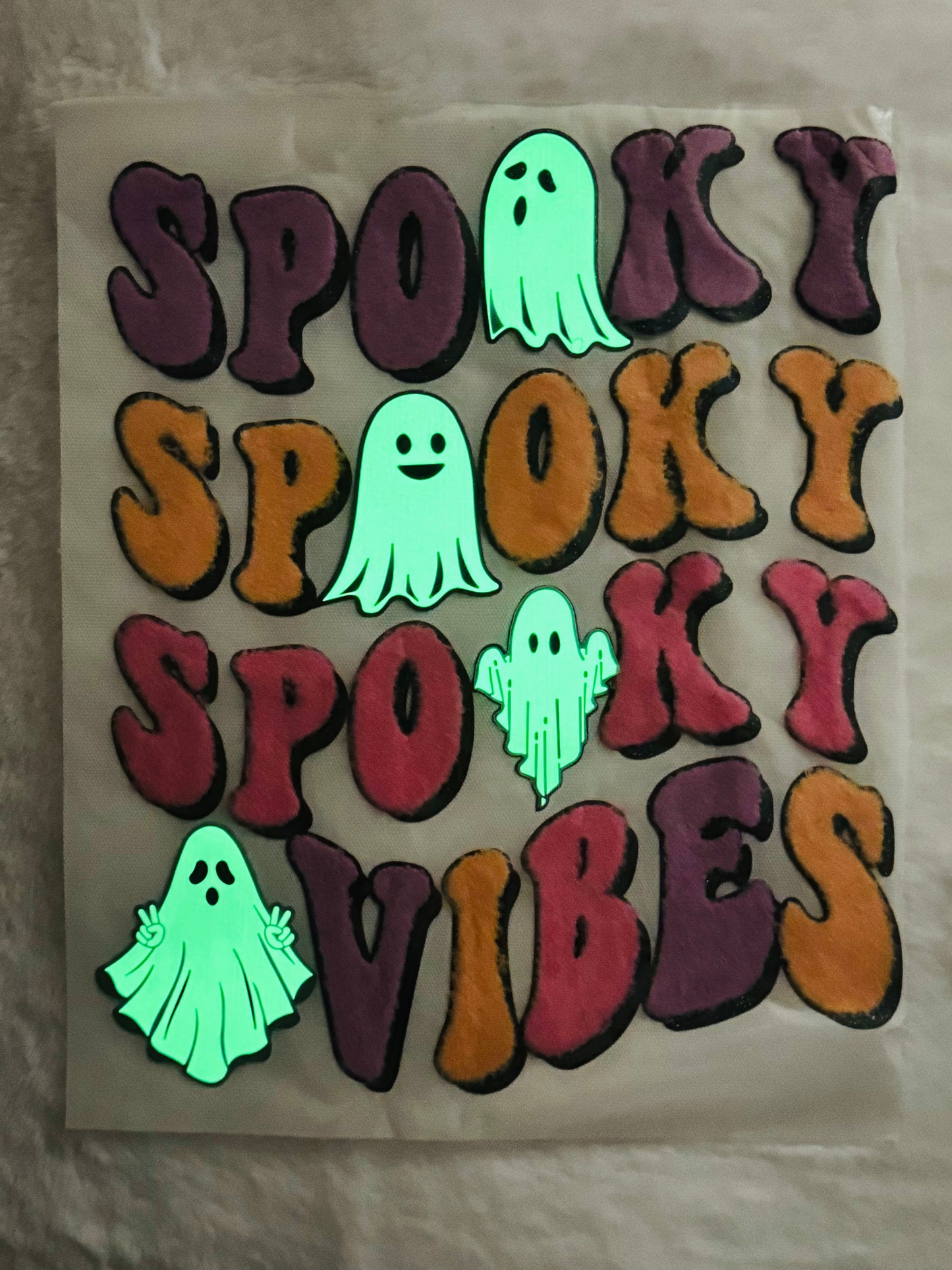 Spooky Vibes Glow in the Dark Chenille and Glitter & Heat Transfer