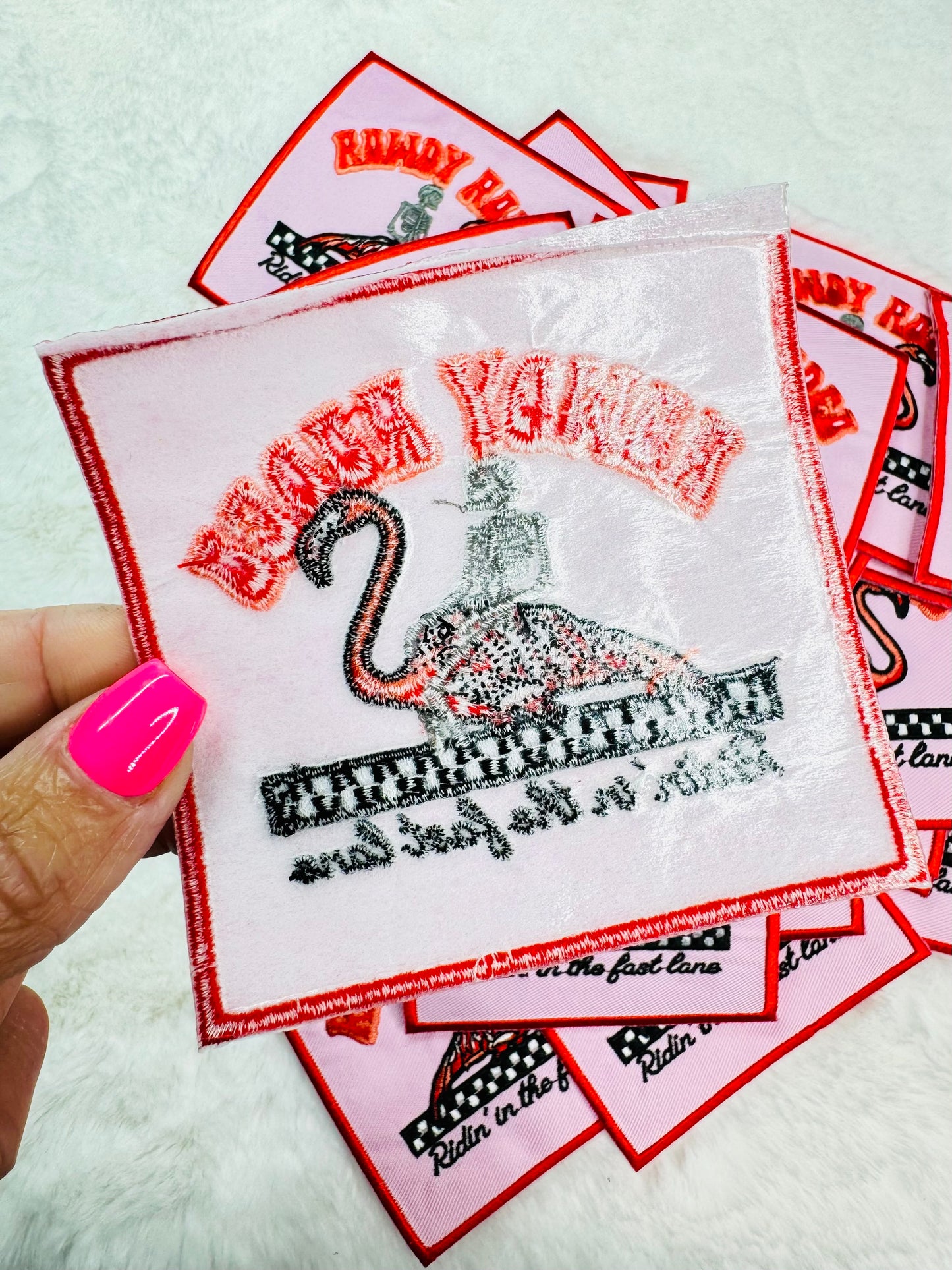 Rowdy rodeo embroidered patch- the back side