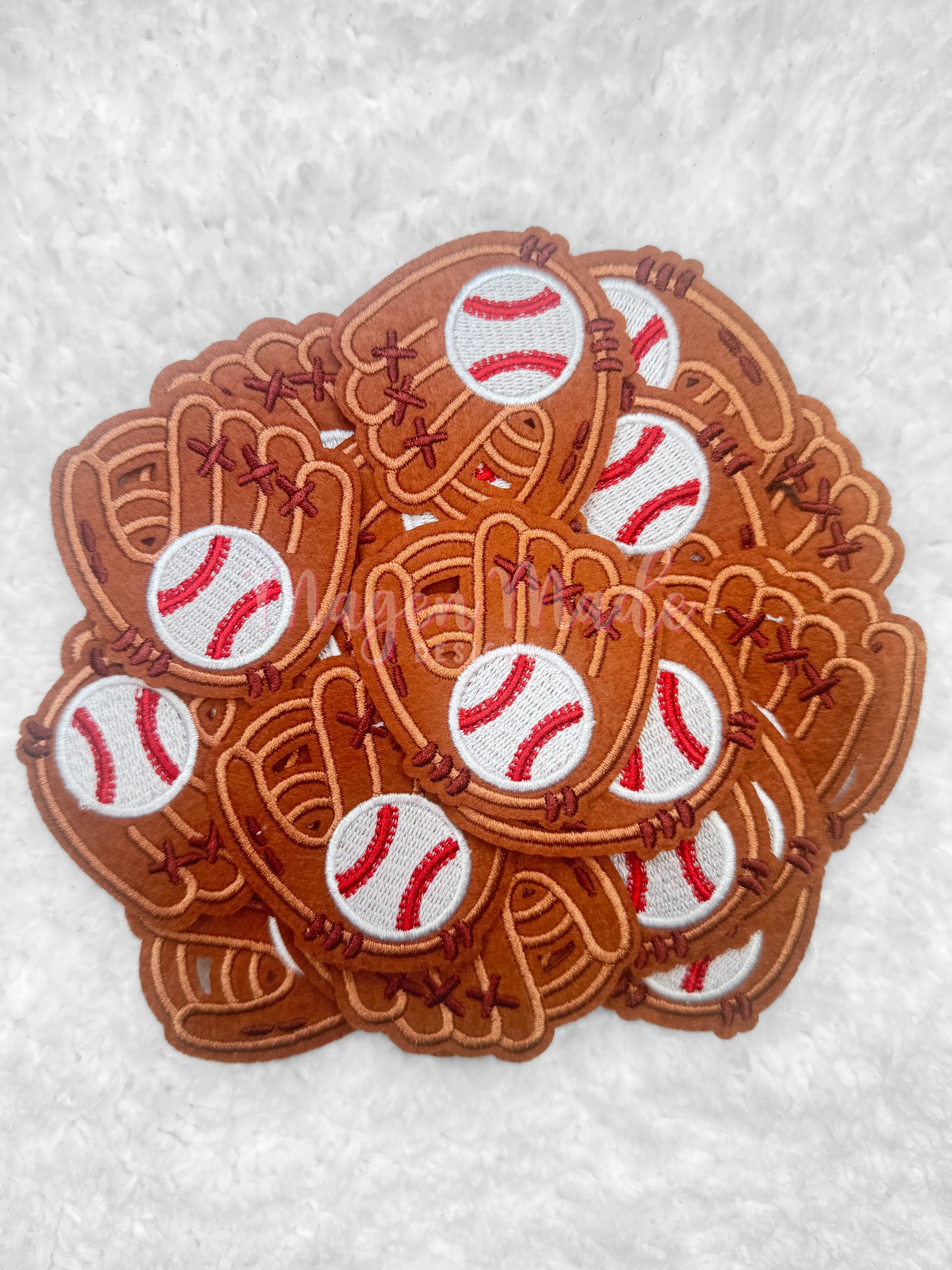 Baseball In Glove Iron On Embroidered Patch
