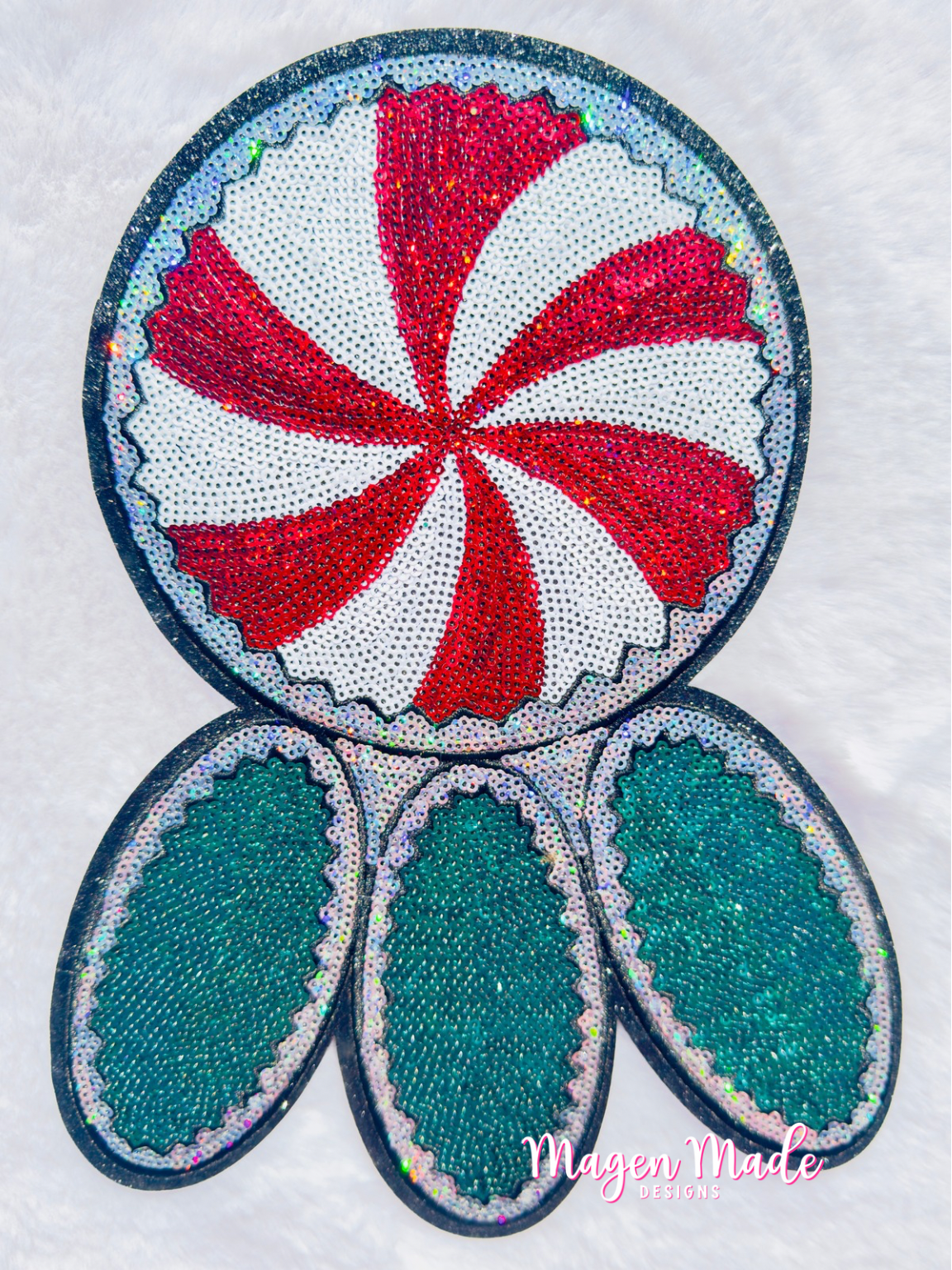 Peppermint and Turquoise Jewels Sequin Patch