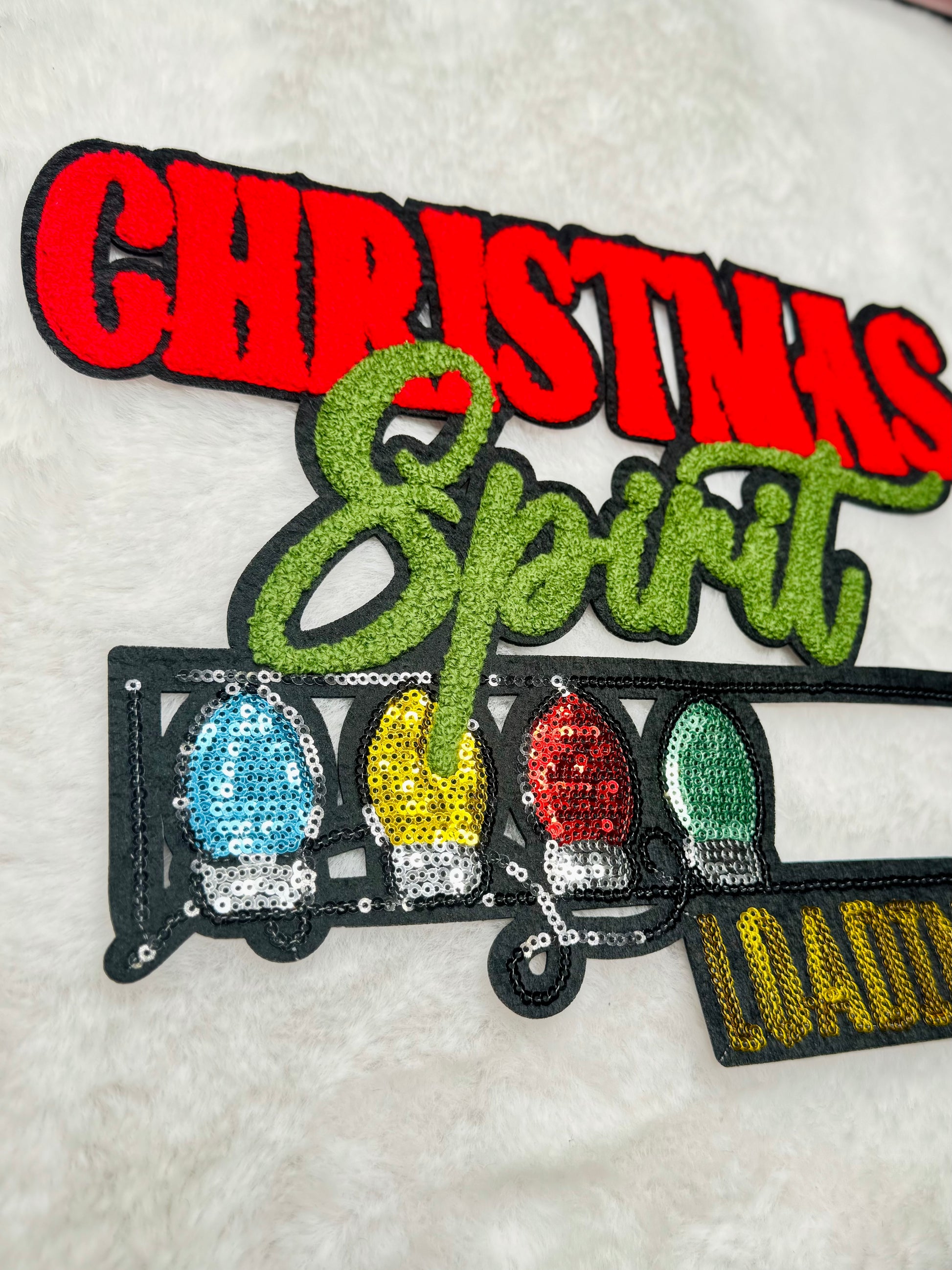 Christmas Spirit Loading Embroidered and Sequins Patch