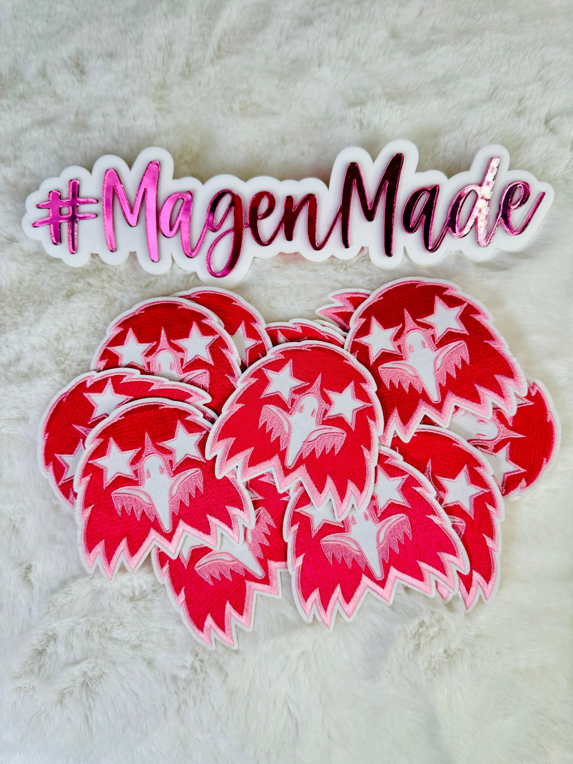 Preppy Pink Eagles Mascot Embroidered Patch