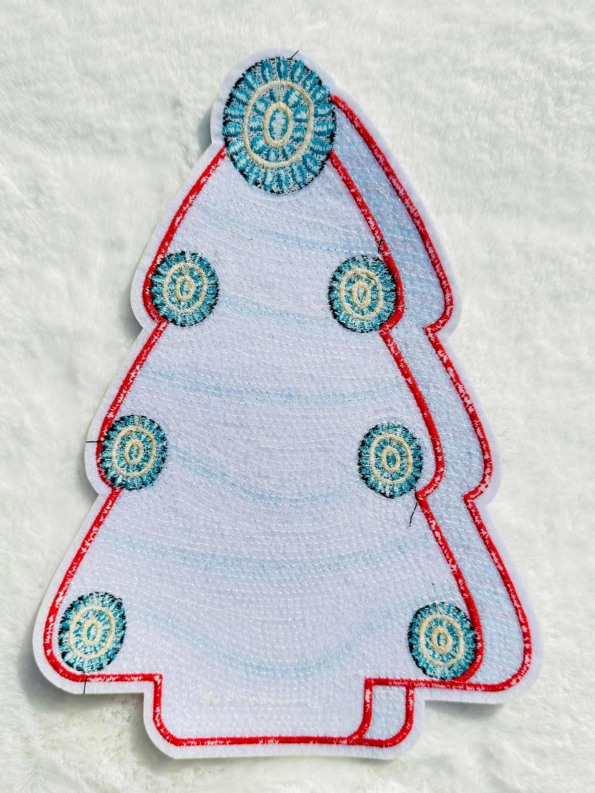 White Tree With Turquoise Jewels Sequins Patch