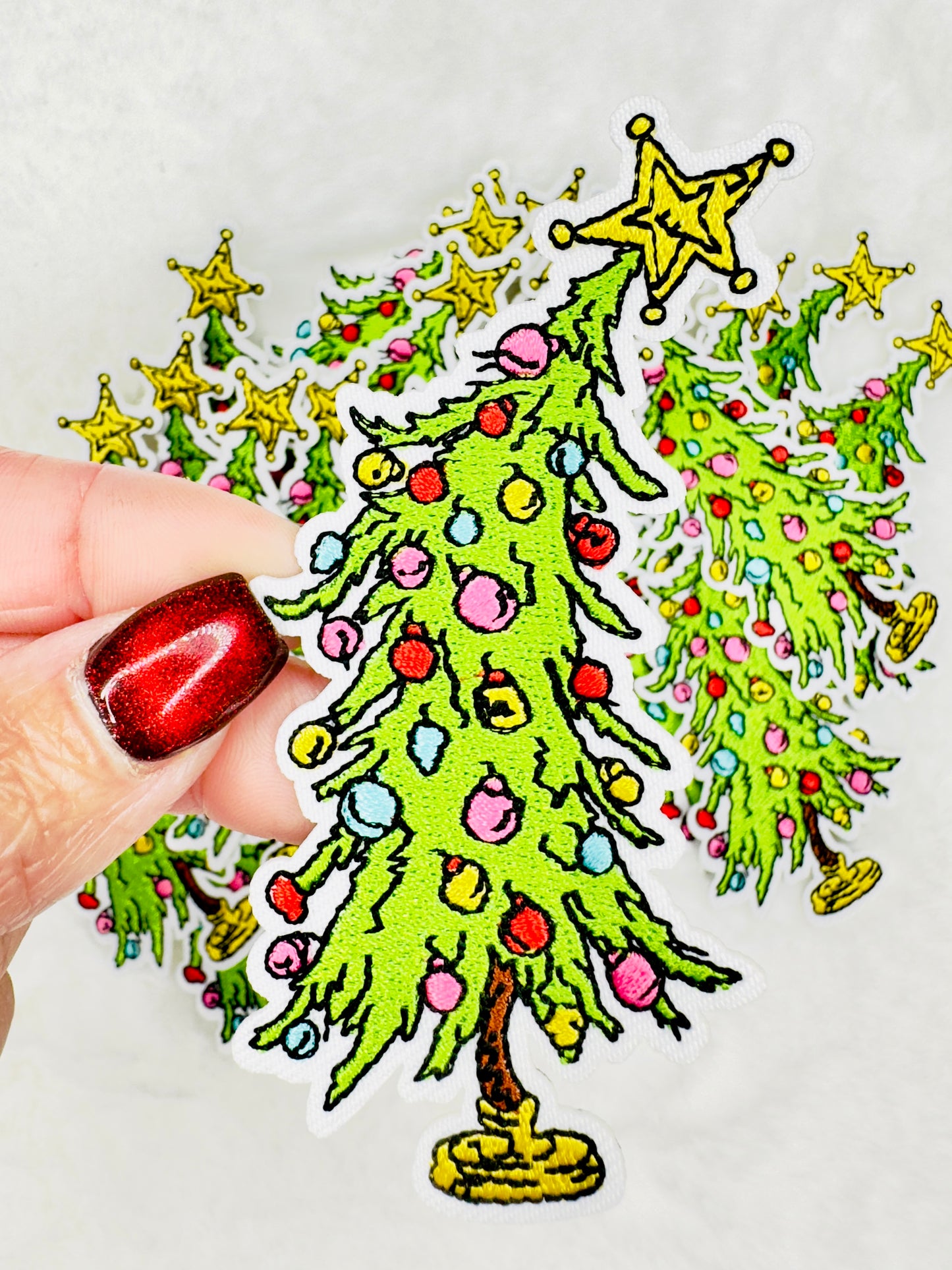 Leaning Christmas Tree Embroidered Patch