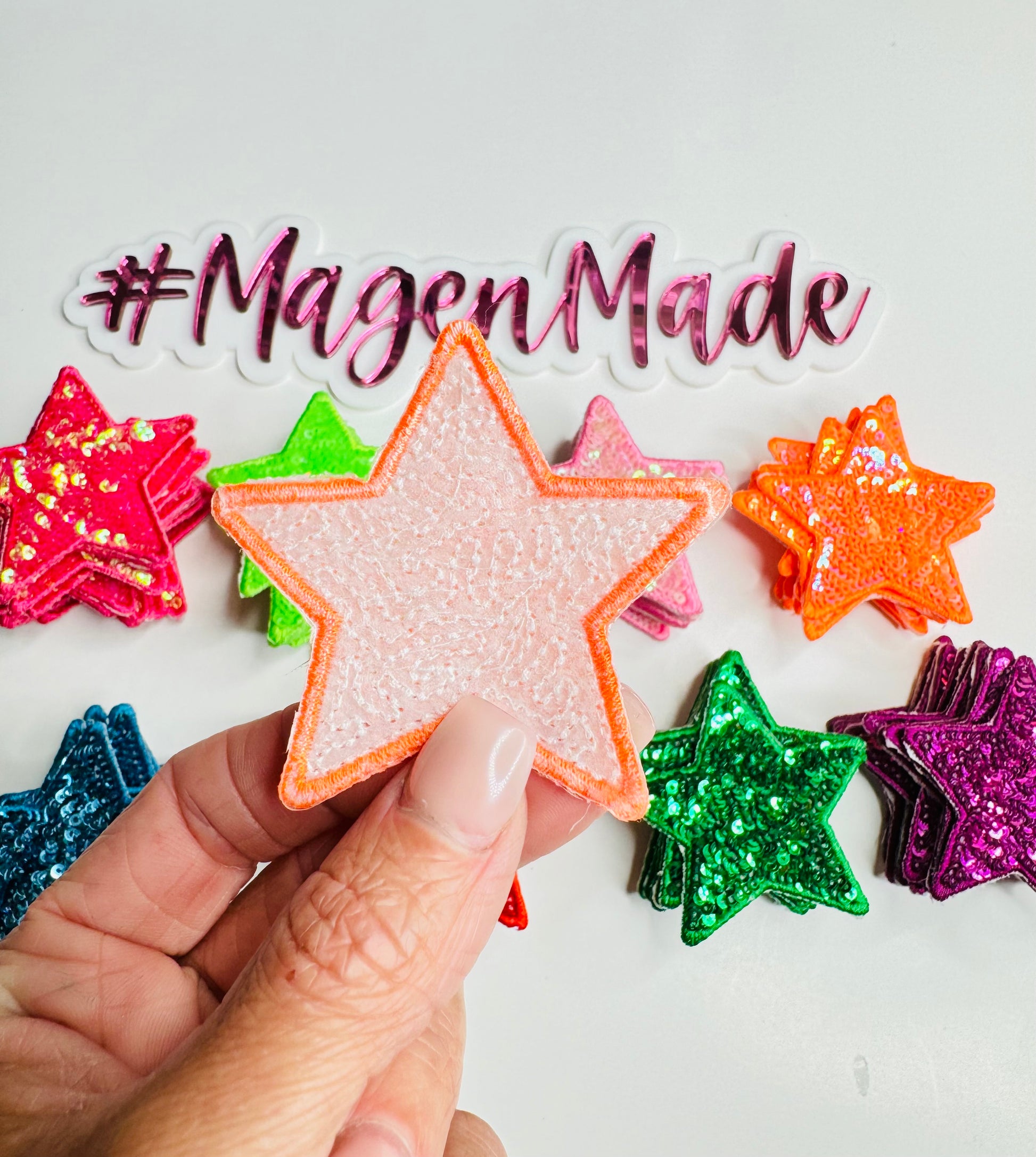 Orange Star Sequin Patch
