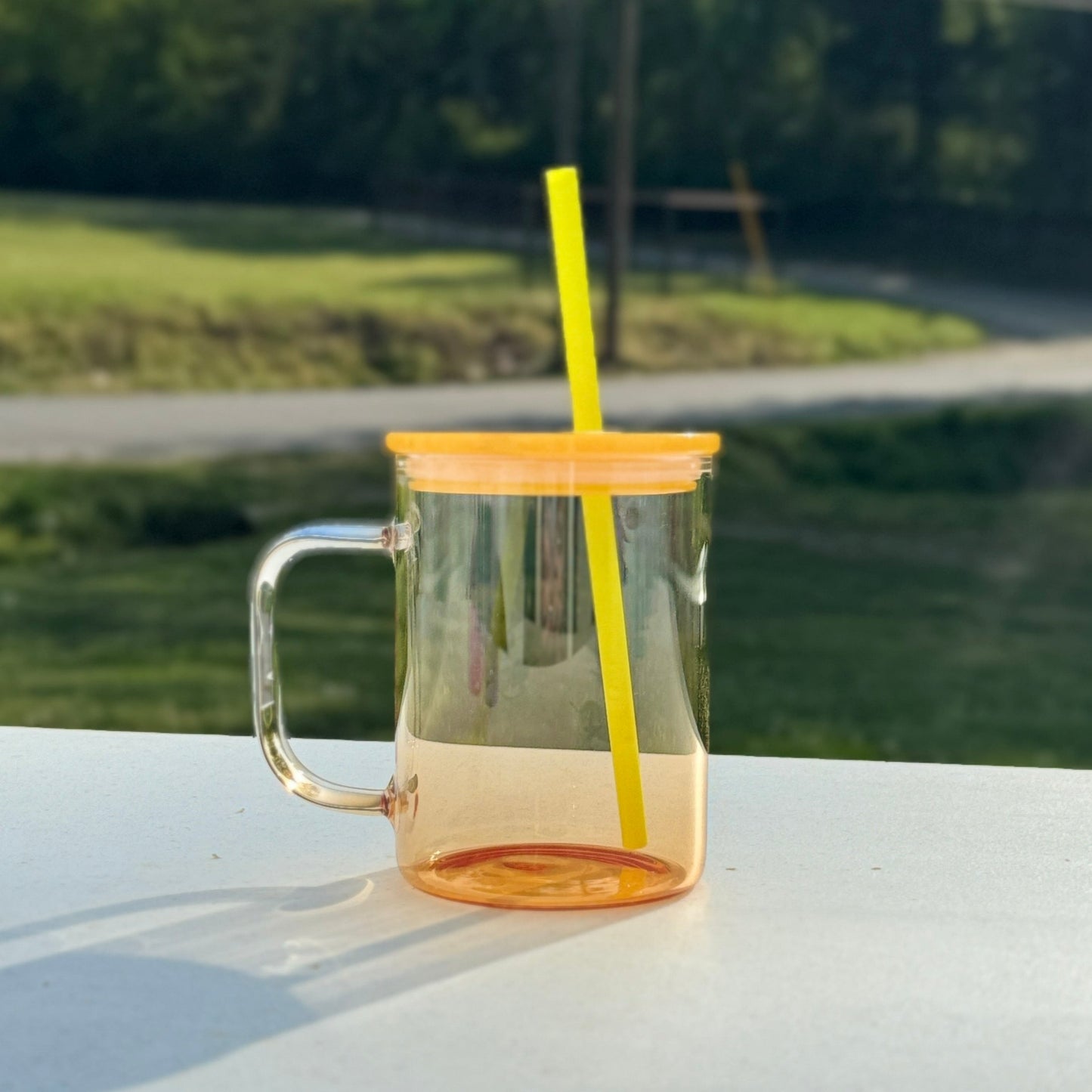 the orange 17 oz. Ombre Glass Mug