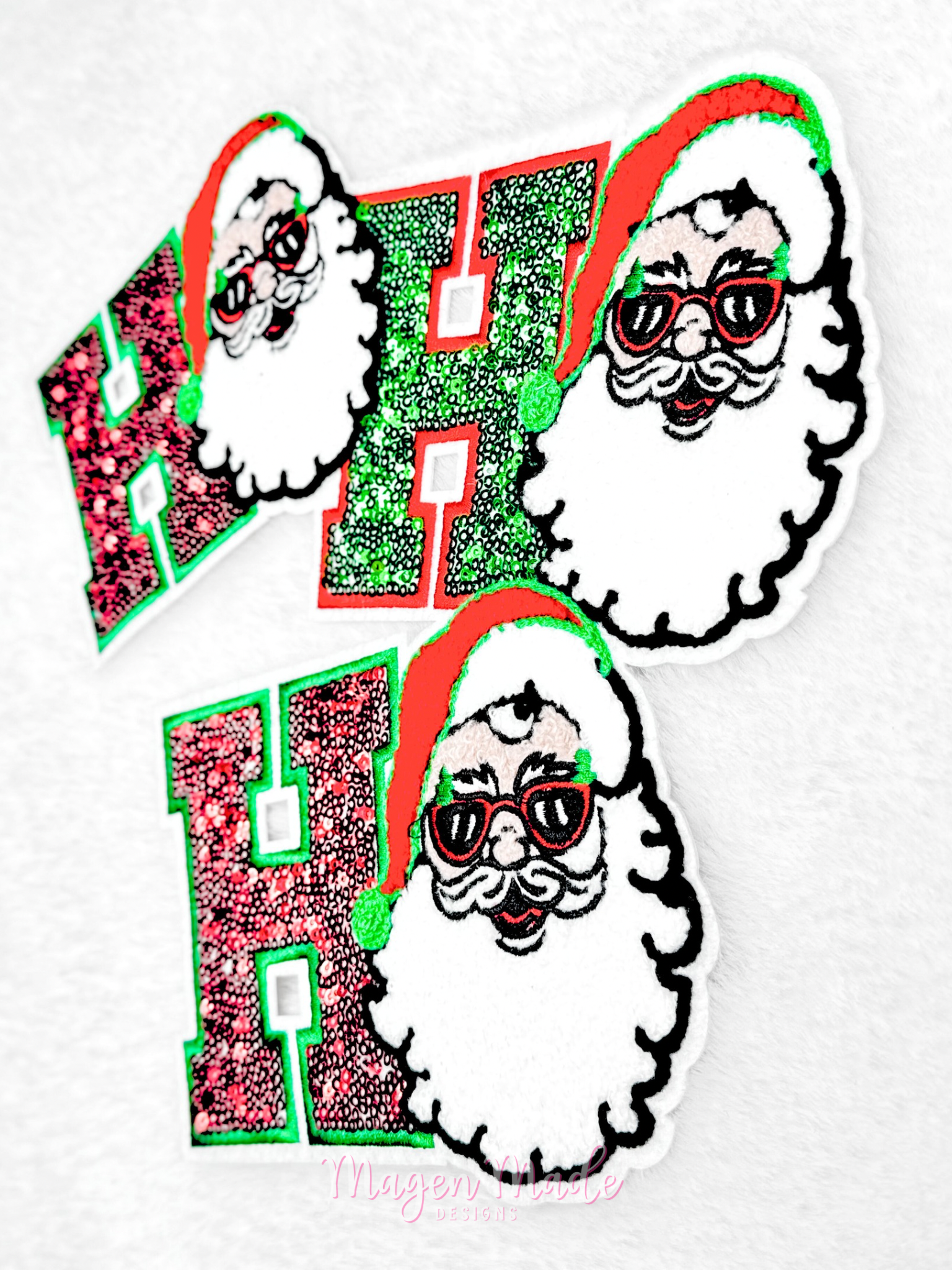 HOHOHO Santa Chenille and Sequin Patch