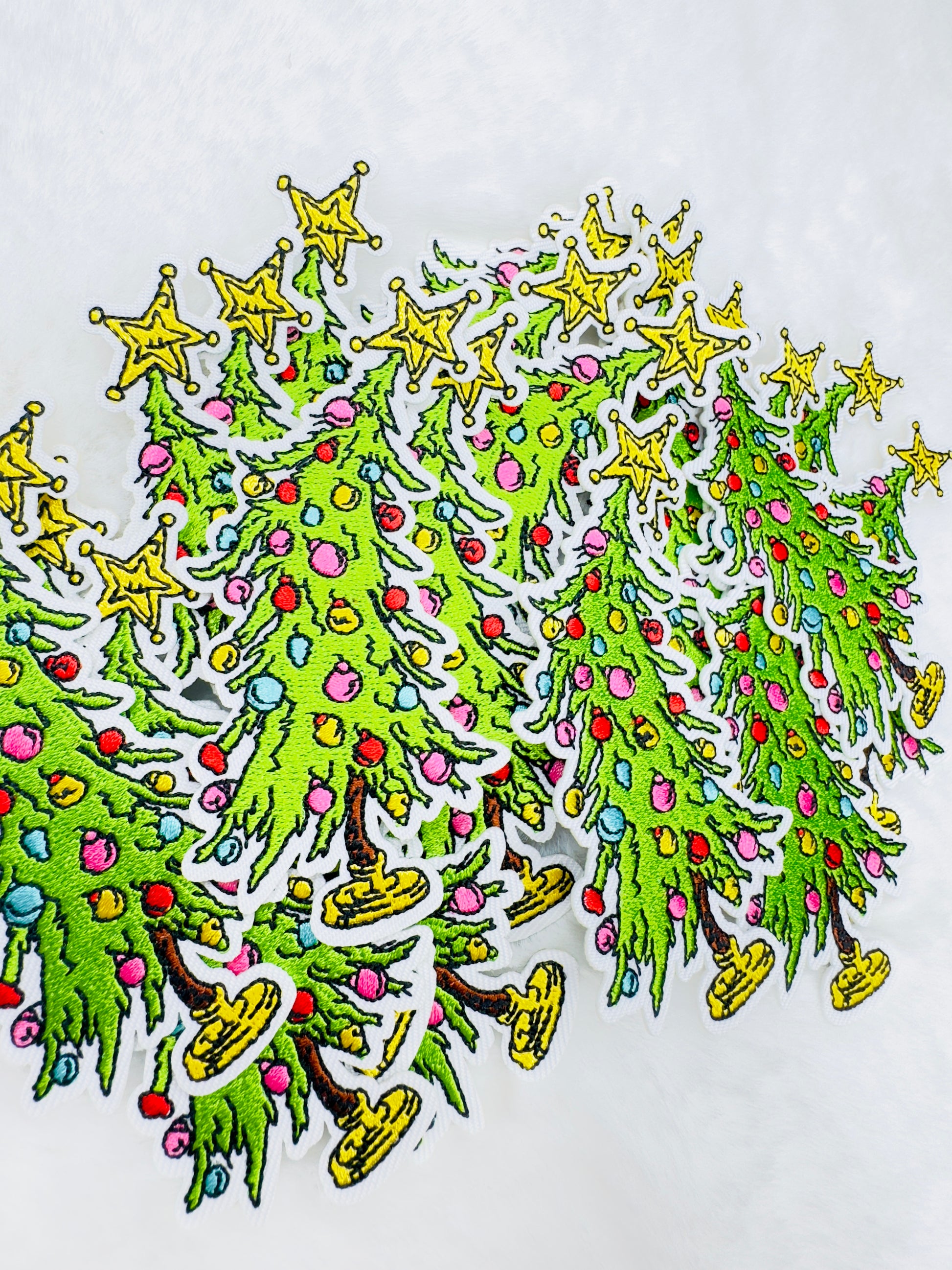 Leaning Christmas Tree Embroidered Patch