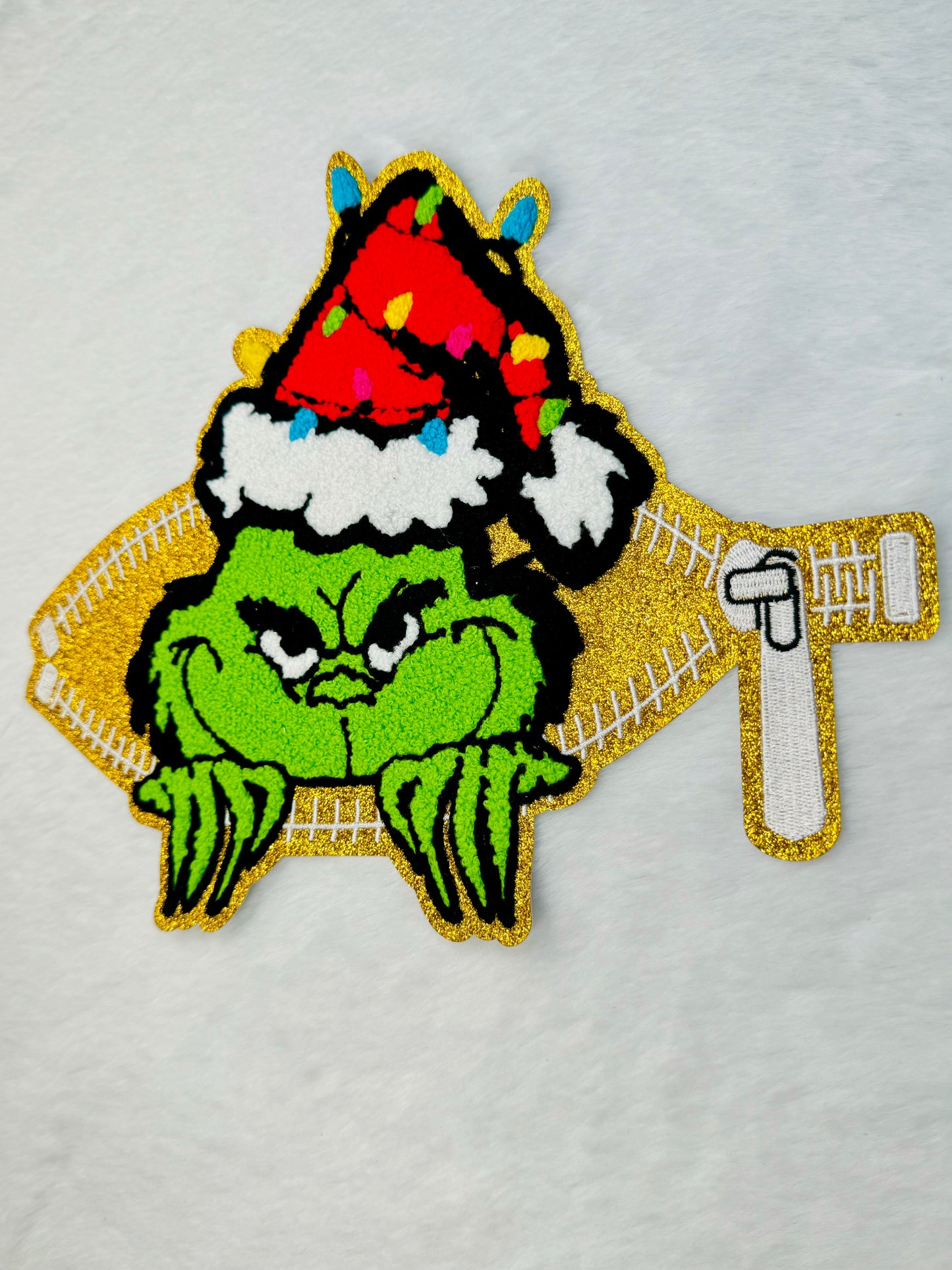 Green Man Glitter and Chenille Patch