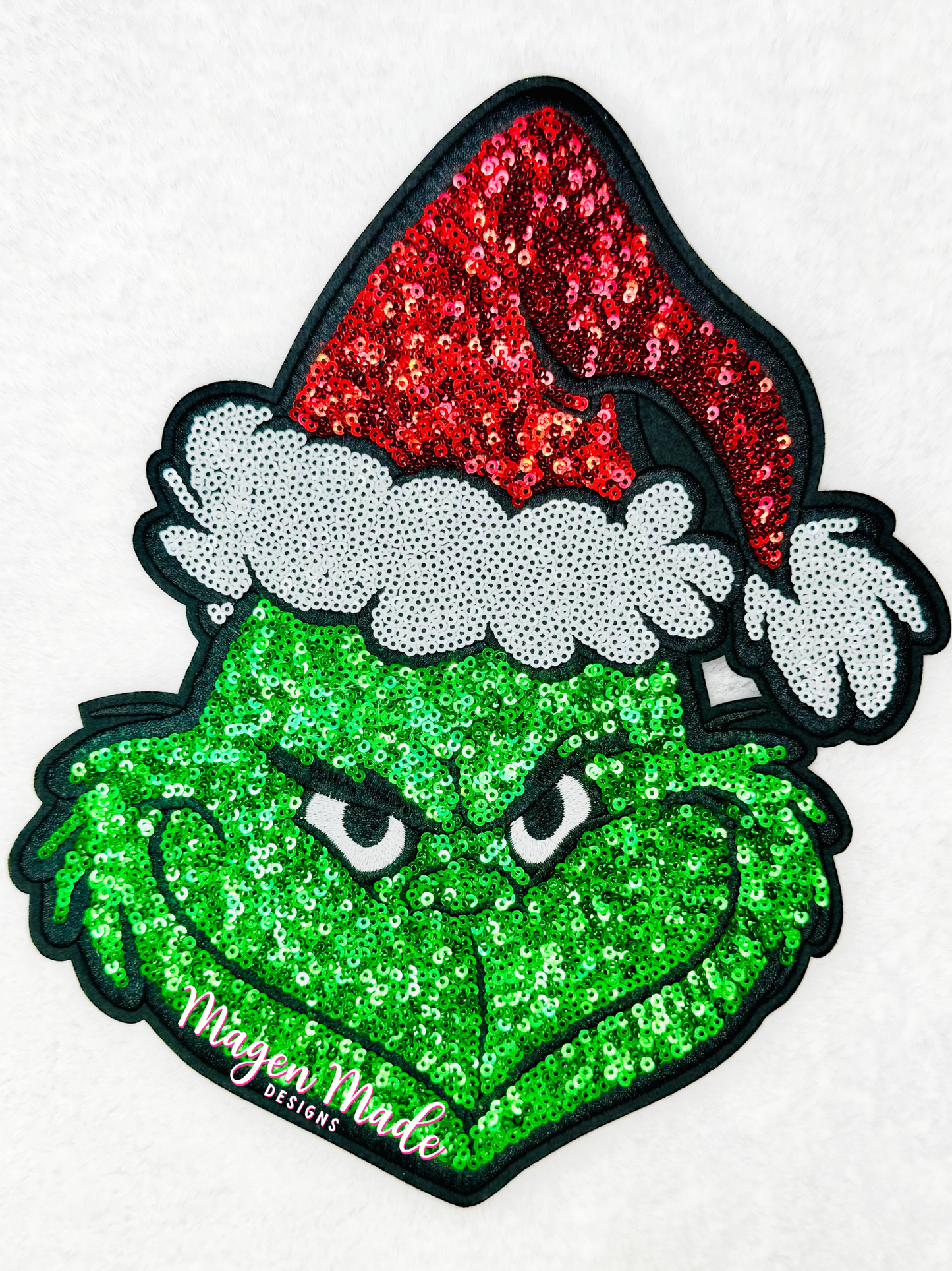 Red and Green Grouchy Man Sequin Patch