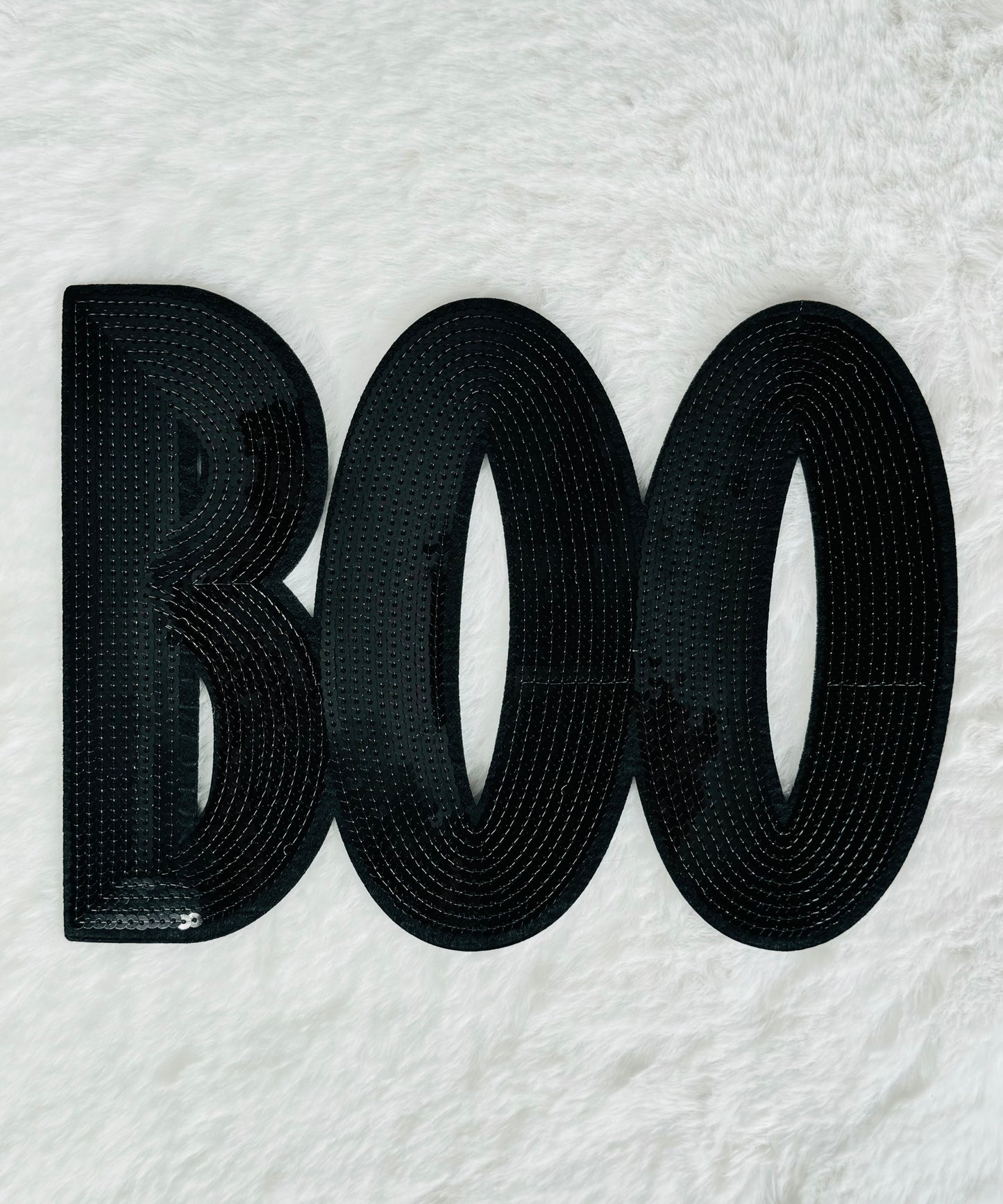 Black Boo Sequin Patch