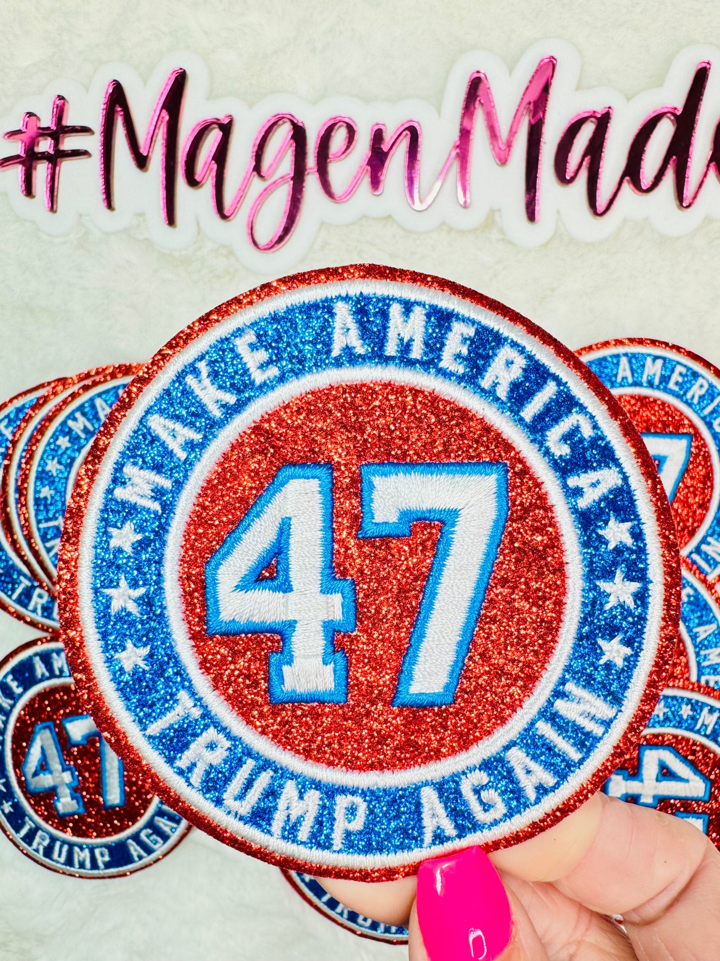 Round Make America Trump Again Glitter Patch
