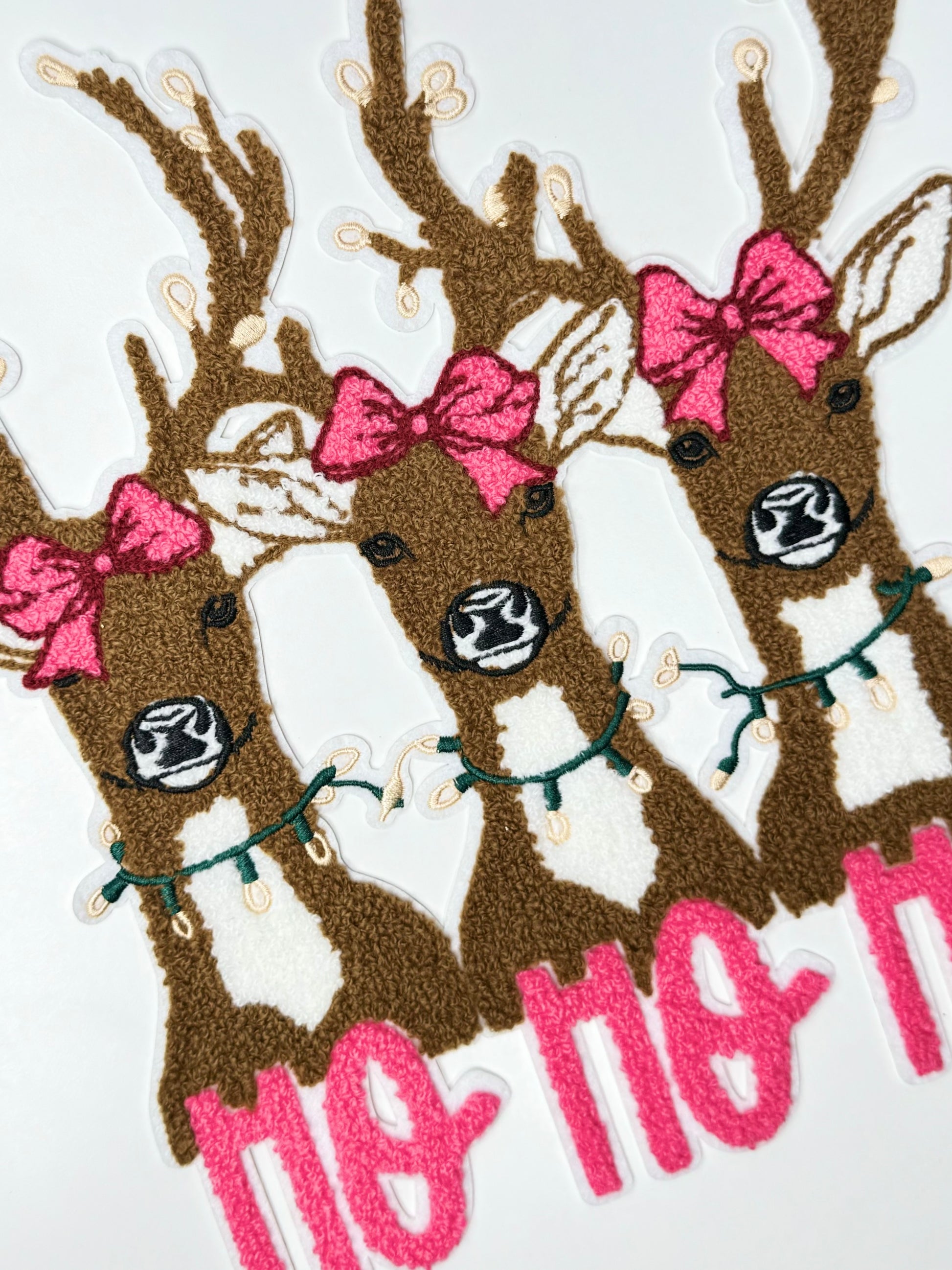 HOHOHO Reindeer Chenille Patch