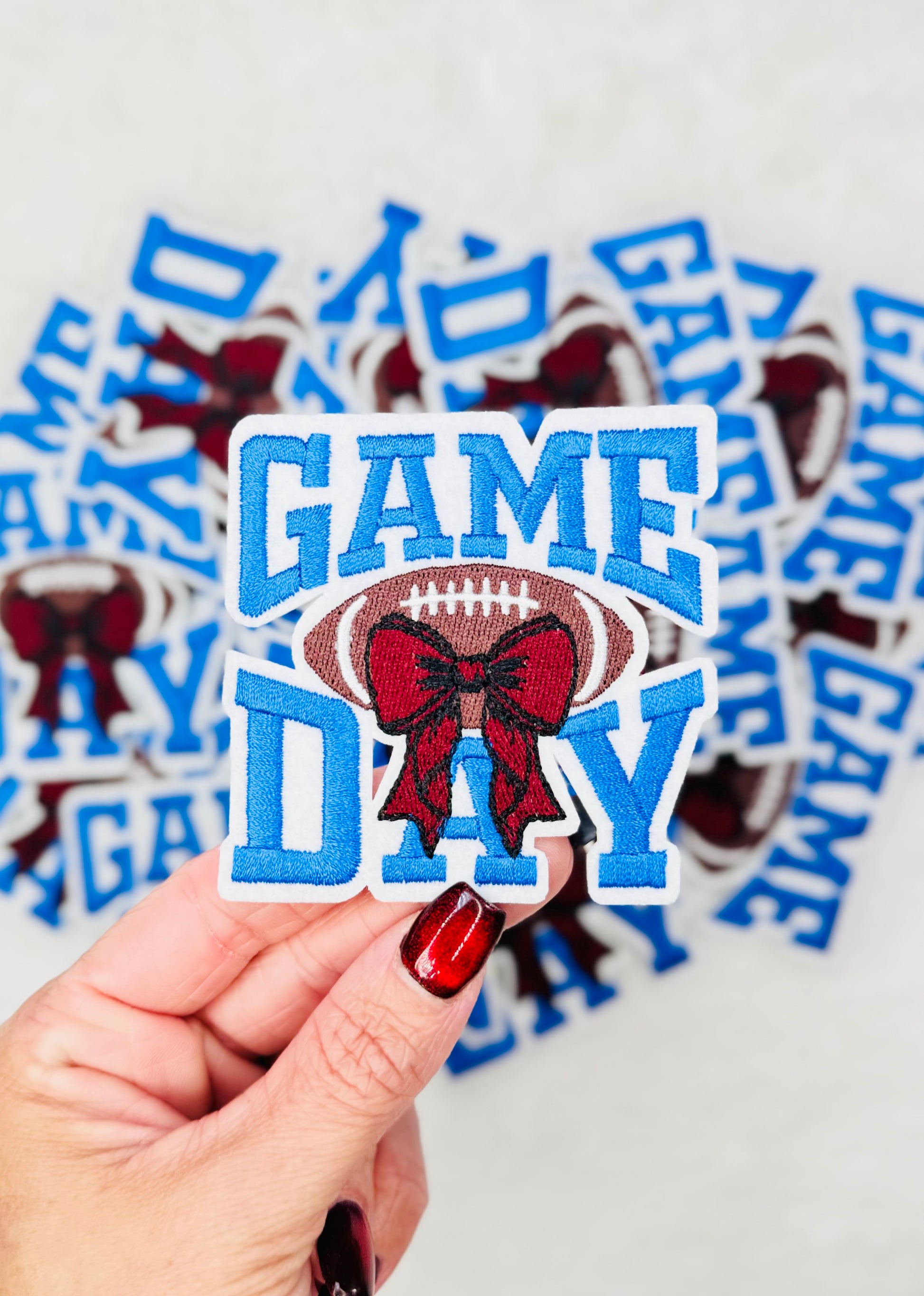 Blue Coquette Football Game Day Embroidered Patch