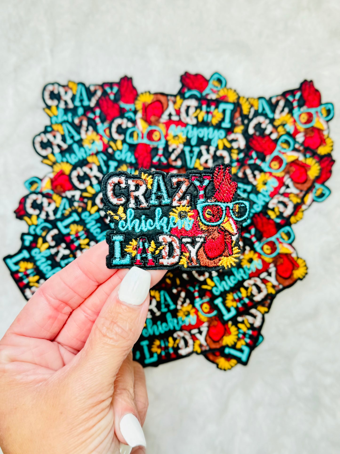 Crazy Chicken Lady Embroidered Patch