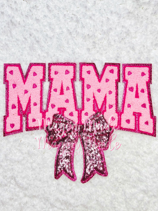 Pink Mama With Bow Chenille & Sequins Patch